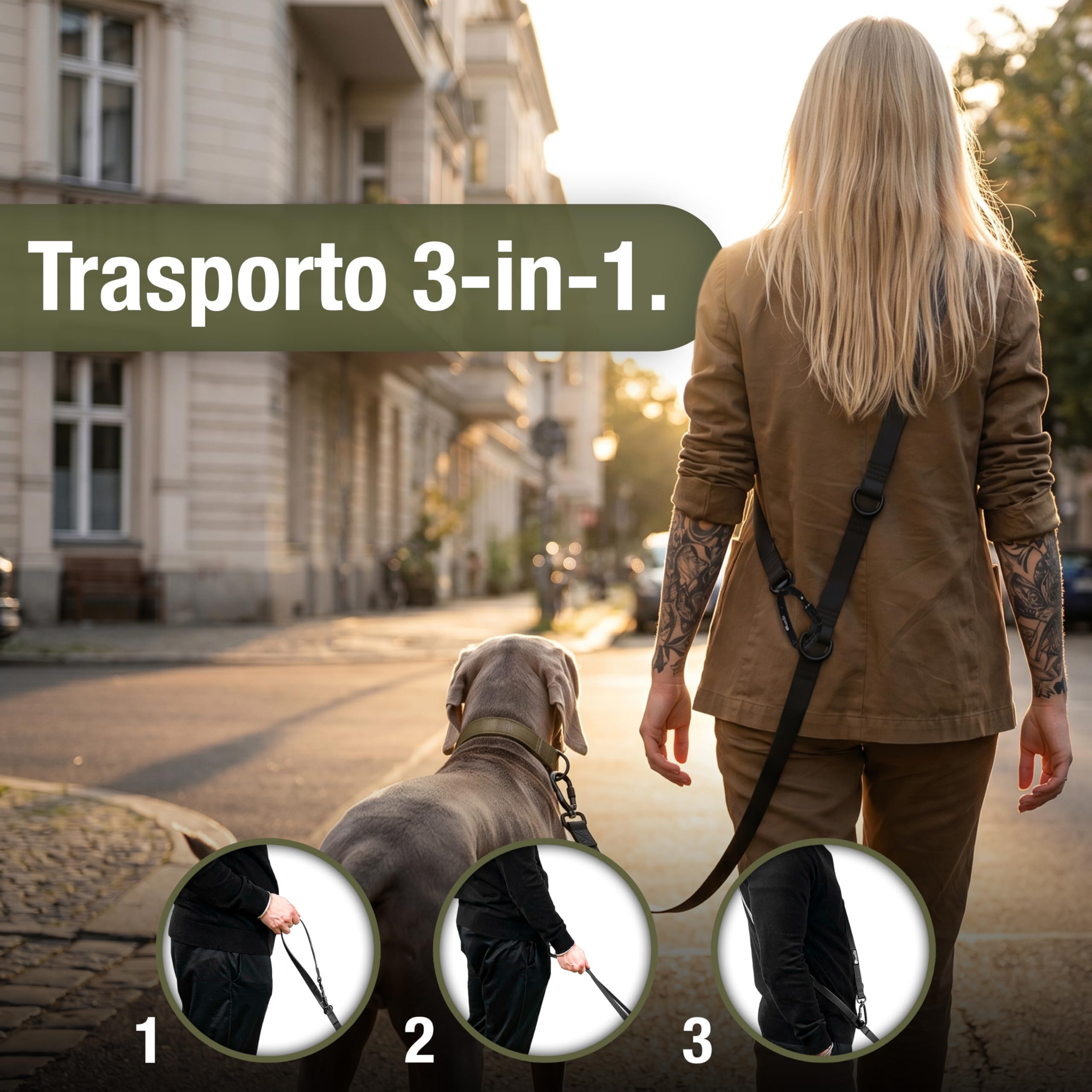 Guinzaglio Cane Impermeabile Forte 3m per Cani Piccoli e Grandi (10-100kg) – Tracolla Regolabile – WEATHERGUARD – 2x Moschettoni di Sicurezza – Marchio Tedesco, Colore:Nero