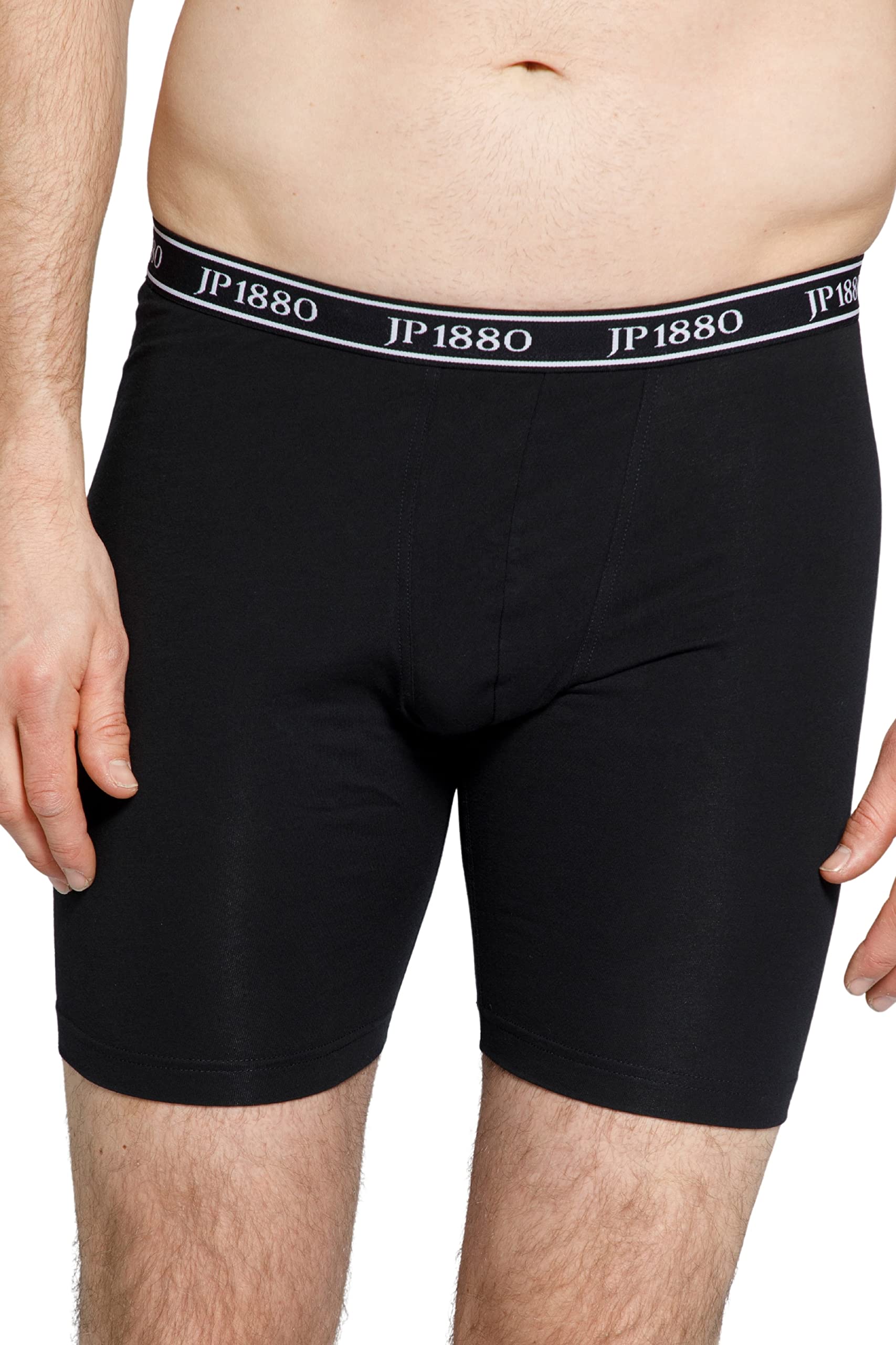 JP 1880 Menswear Big & Tall Plus Size L-8XL Stretch Cotton Long Leg Boxer Briefs Black 8 711242 10-8