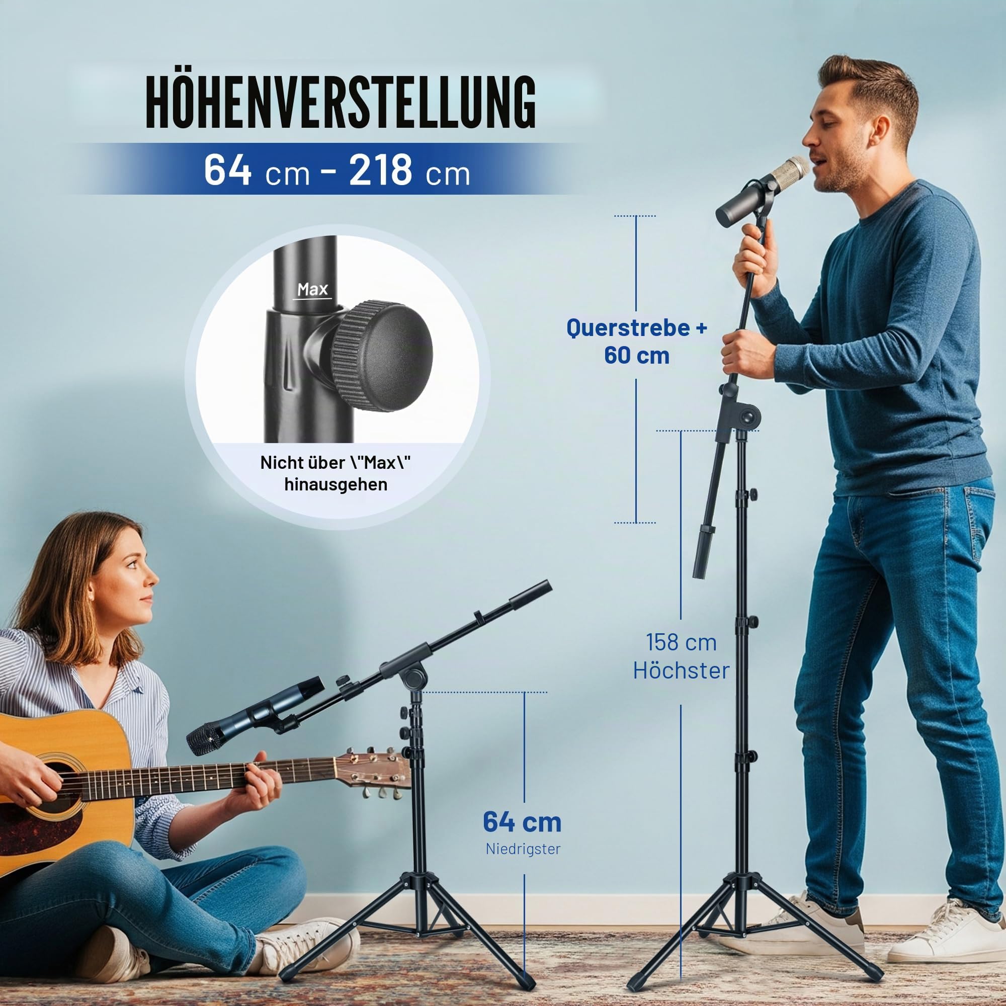 CAHAYA Stativ Galgen Blatt Mikrofon Ständer Metall Tragbar mit Tragetasche für Performance Gesang Rede Hochzeit Bühne und Outdoor CY0239