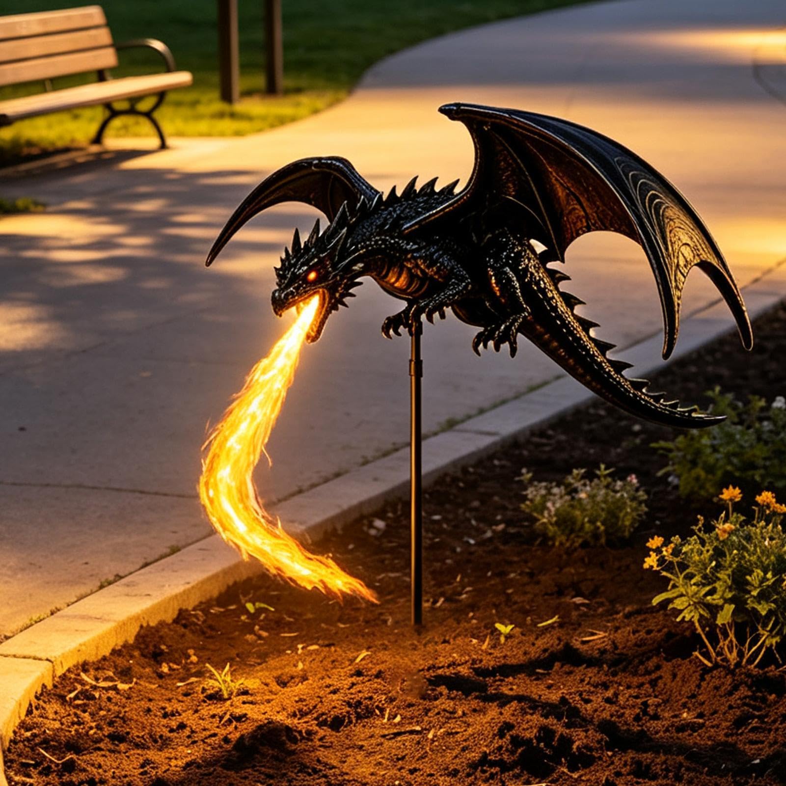 da Esterno a Paletto Illuminazione decorativa della figurina di drago e