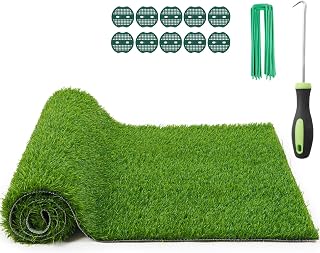 PICKFORLIFE 3x5FT Realistic Artificial Grass Rug - Pet-Friendly Fake Turf Mat with Drainage Holes for Patio Balcony Dogs Garden
