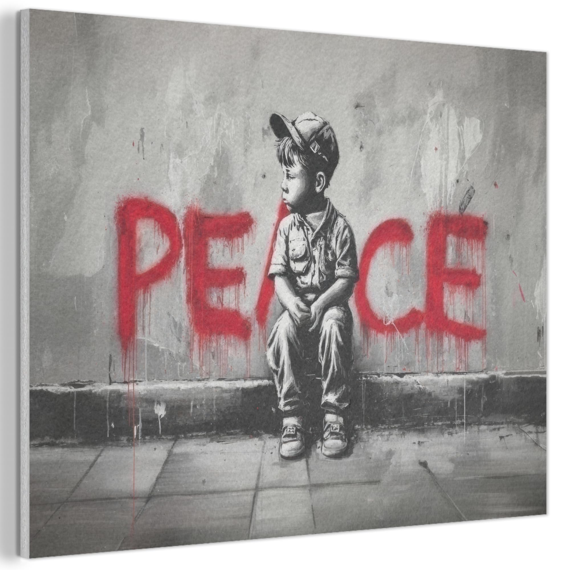 MuchoWow© Felt Panel 100x70 cm House Touch for Living Space Modern Visuals Decoration Wall Art Peace - Boy - Red