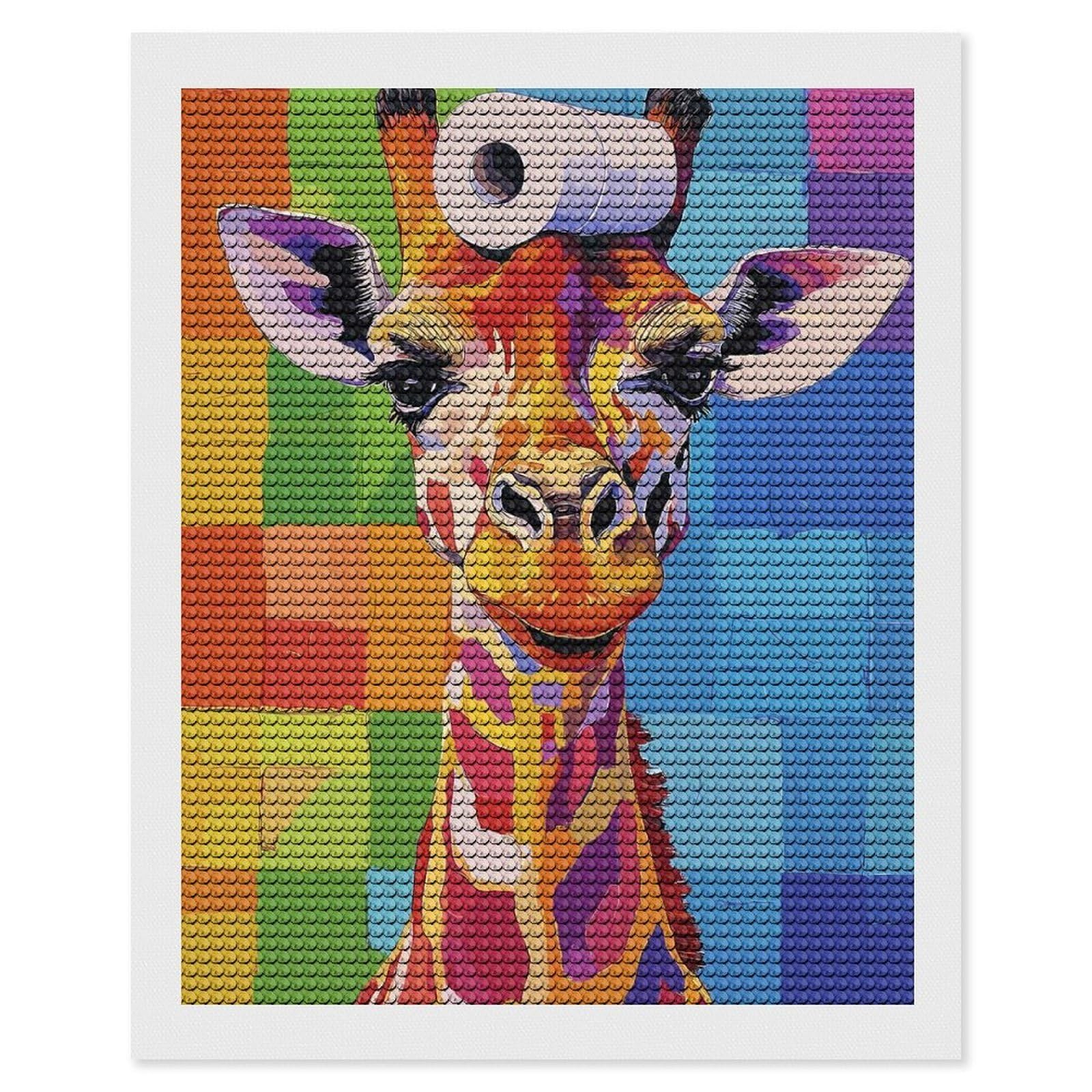 Junmoney Colorful Giraffe with Toilet Paper Hat DIY Diamond Art Canvas Kit 16"x20", for Teens, Aesthetic Room Decor, Farmhouse Decor, Canvas Picture, Birthday Gift