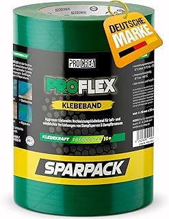 PROCREA® 4x Flexibles Hochleistungsband, grün [für Dampfsperren, Dampfbremsen & Klimamembrane] Luftdicht nach DIN EN 4108 Teil 11 und ENEV - Extreme Klebekraft und Zuverlässigkeit - Profi-Qualität