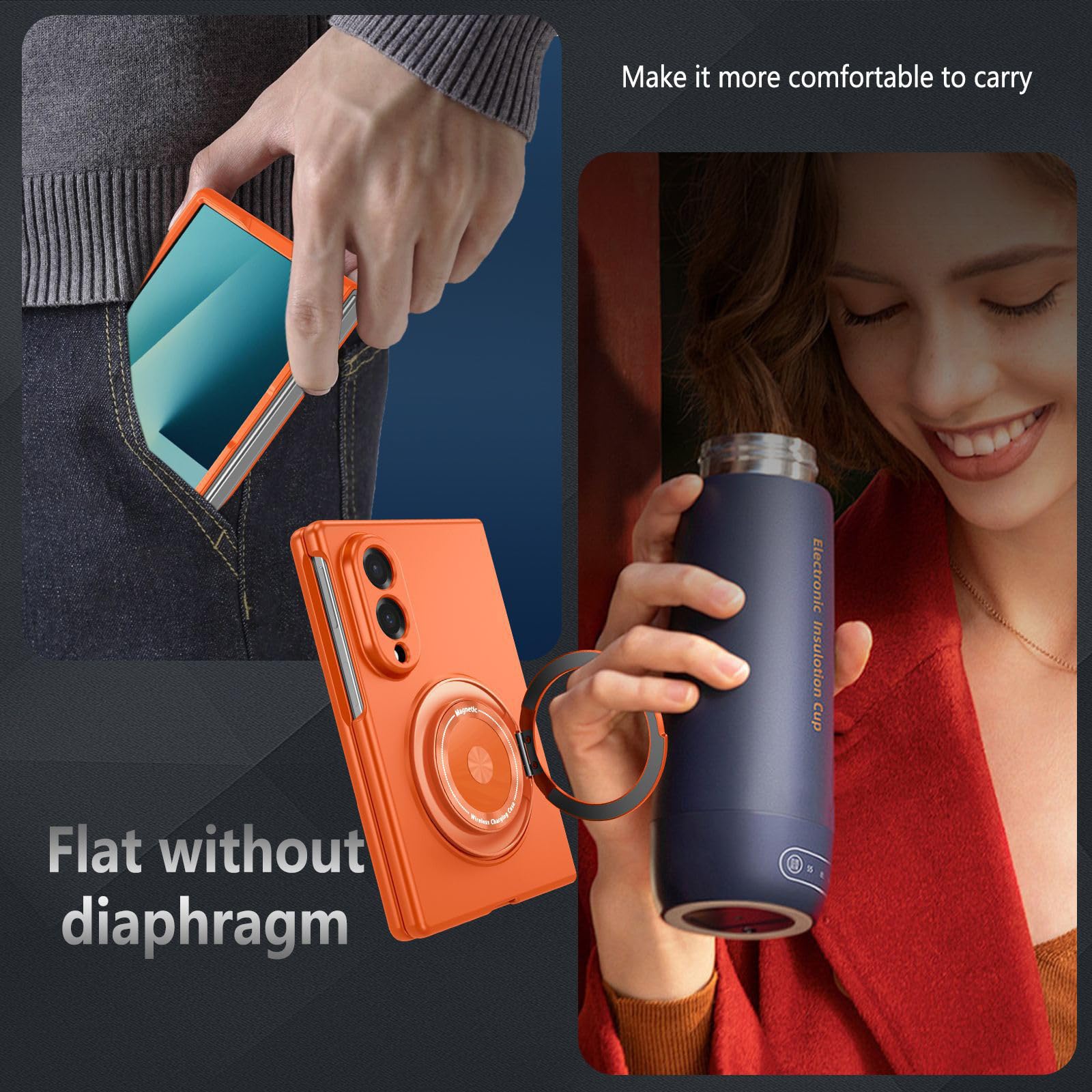 Magnetyczne Etui Do Samsung Galaxy Z Fold 8, Obrotowy Uchwyt Pierścienia