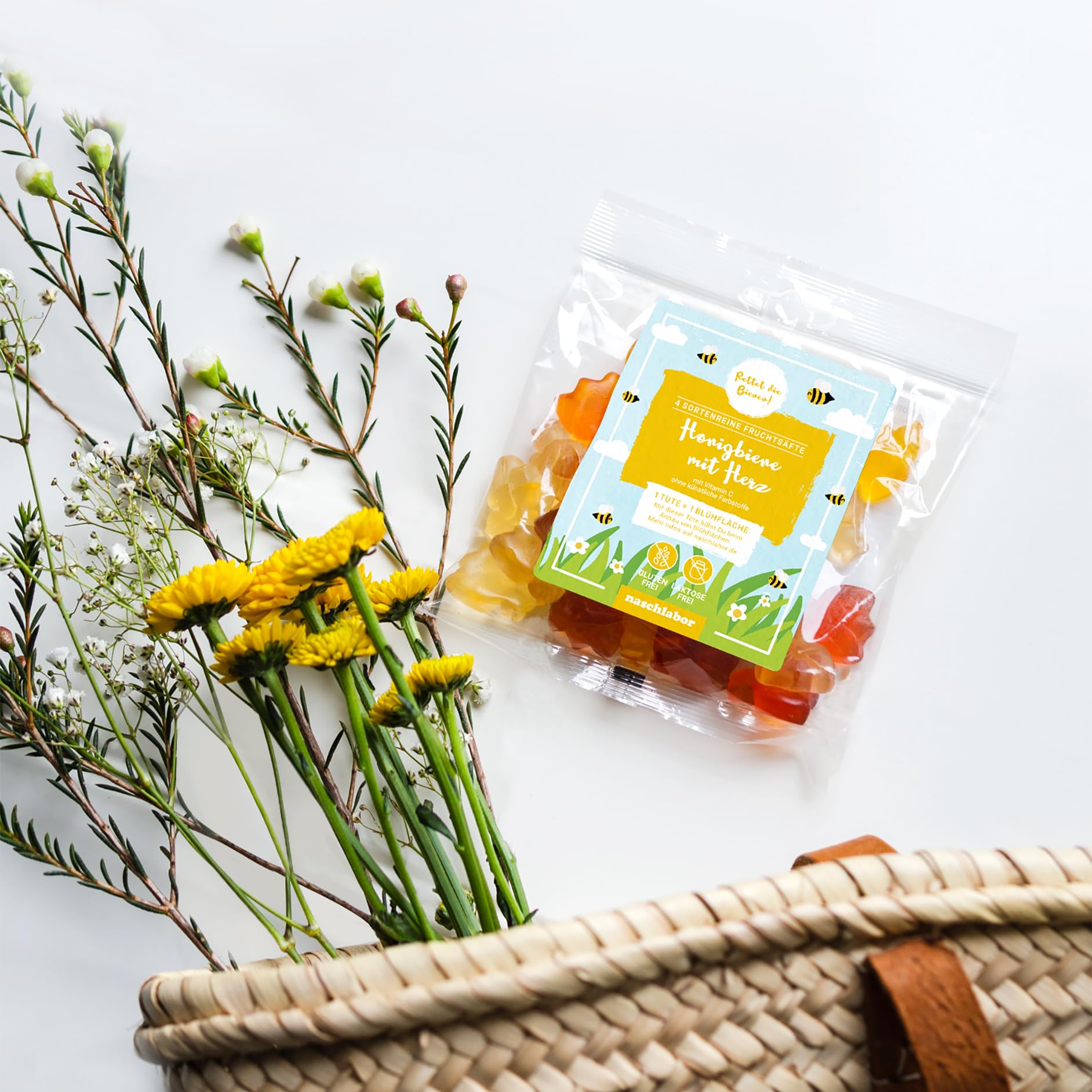 Honigbiene mit Herz Fruchtgummis Großverpackung 3,45kg (23 x 150g) - Premium Gummibärchen mit 20% Fruchtsaft - Nachhaltige Snacks für Büro, Konferenzraum, Empfang, Firmen & Mitarbeiter