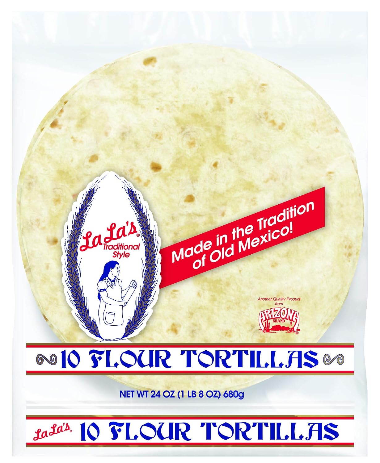 La La’s Traditional Style Burrito Flour Tortillas, Large Size, 10 Count