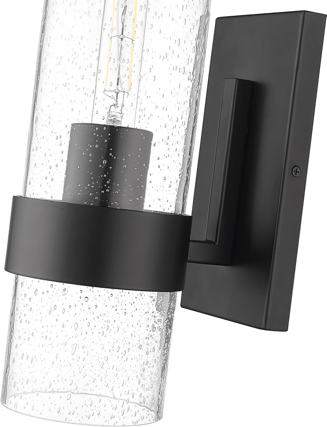 ML Lighting | 15101-MB | 1 Light Wall Sconce in Matte Black Finish with Clear Seeded Glass Shade | Enhance Any Room with a Beautiful Glow for Accent or Task Lighting