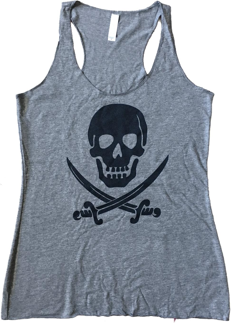 Friendly Oak Women's Pirate Skull Tank Top - M - Heather Grey