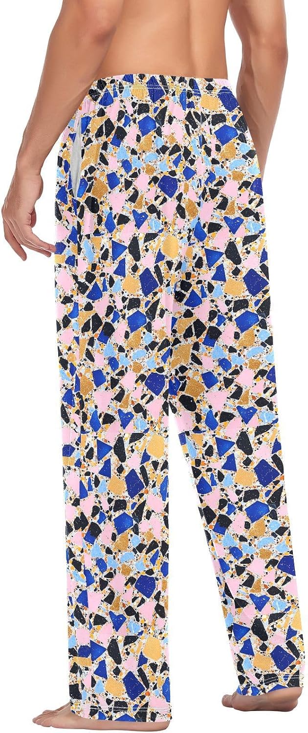 Marble Colorful Cotton Mens Pajama Bottoms Mens Pyjamas Pants with pockets for Autumn Christmas Gifts Medium