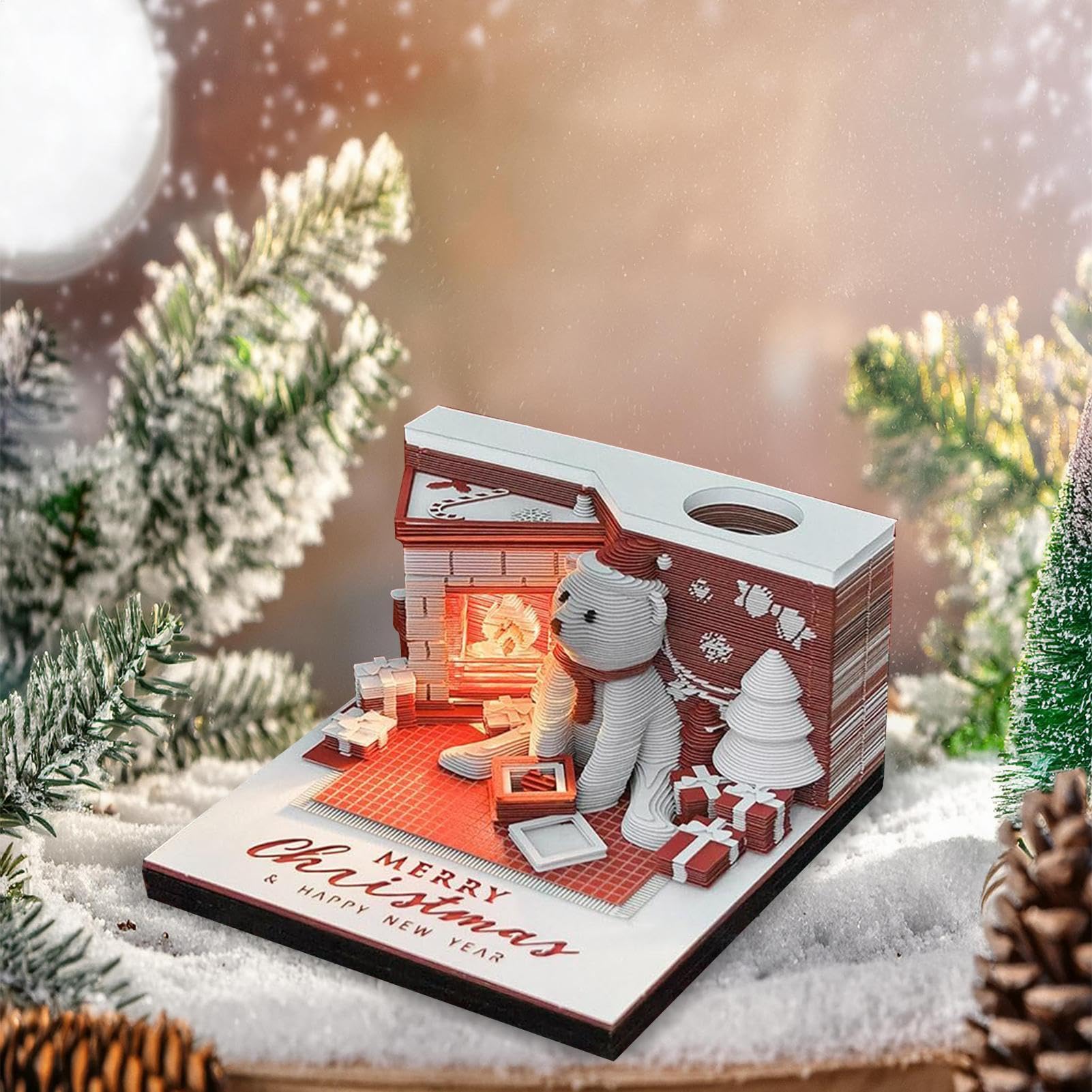 Kalendarz odrywany 3D 2025,Kalendarz odrywany 3D 2025 Karteczki | Kalendarz 3D Daily Tear Away 2025 Odliczanie do dekoracji biurka Ozdoby świąteczne Półka Oz