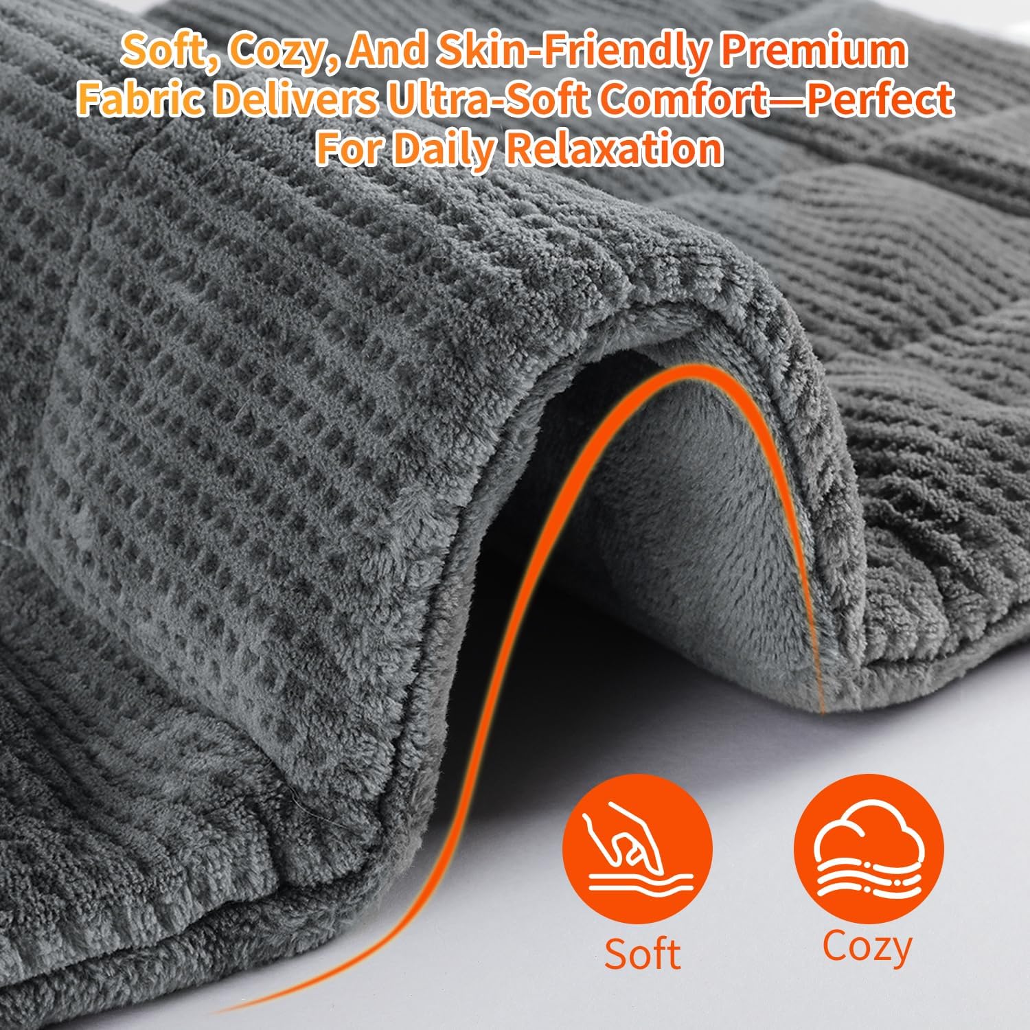 Heating Pad for Back - Weighted Heated Pad for Neck, Shoulder, Cramps and Knee, 3 Massage Modes & 3 Heat Levels, Auto Shut Off, Warm Gifts for Adult, 33"x18"