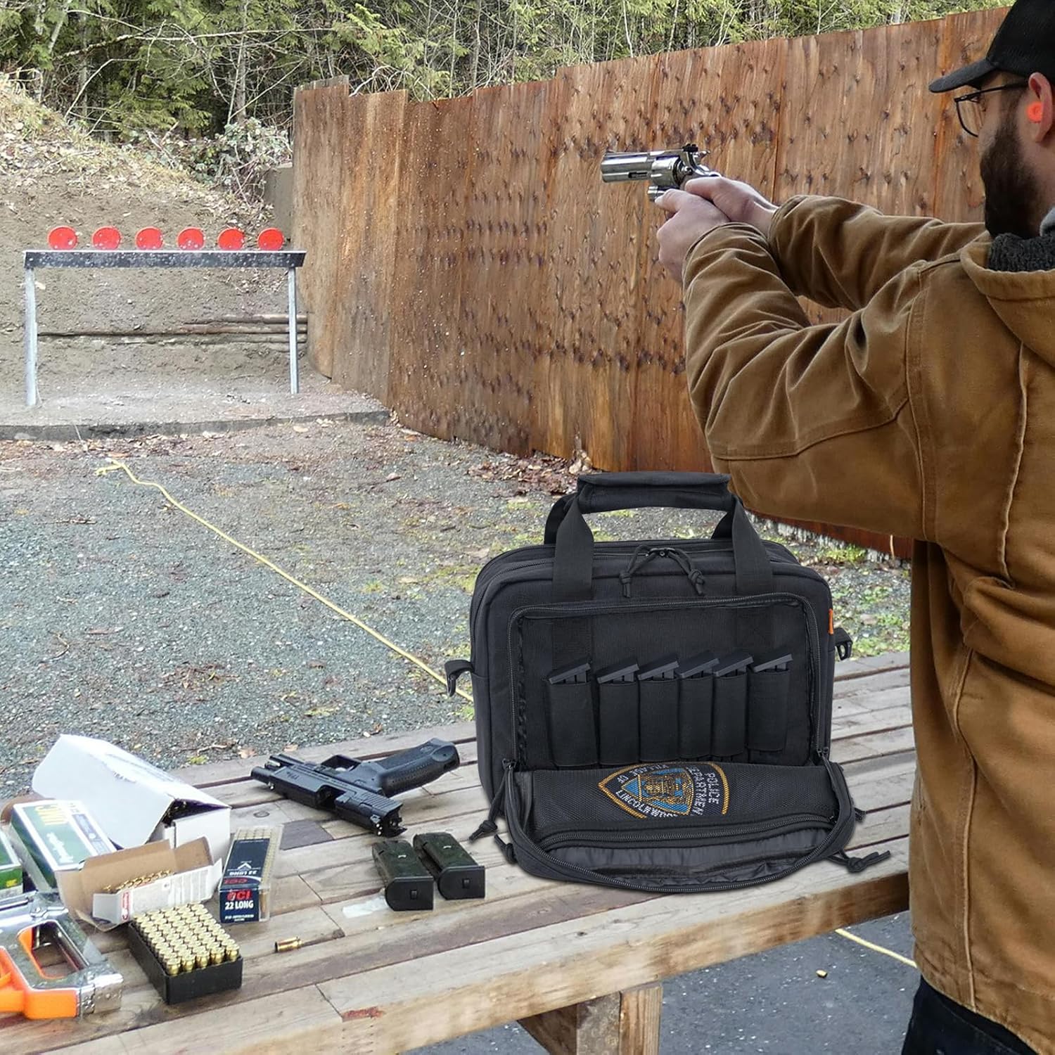 Pistol Case, Gun Range Bags For 2 Pistols 6 Magazines Carrying Shooting Bag with Lockable Zipper for Shooting Range Outdoor Hunting - Image 8