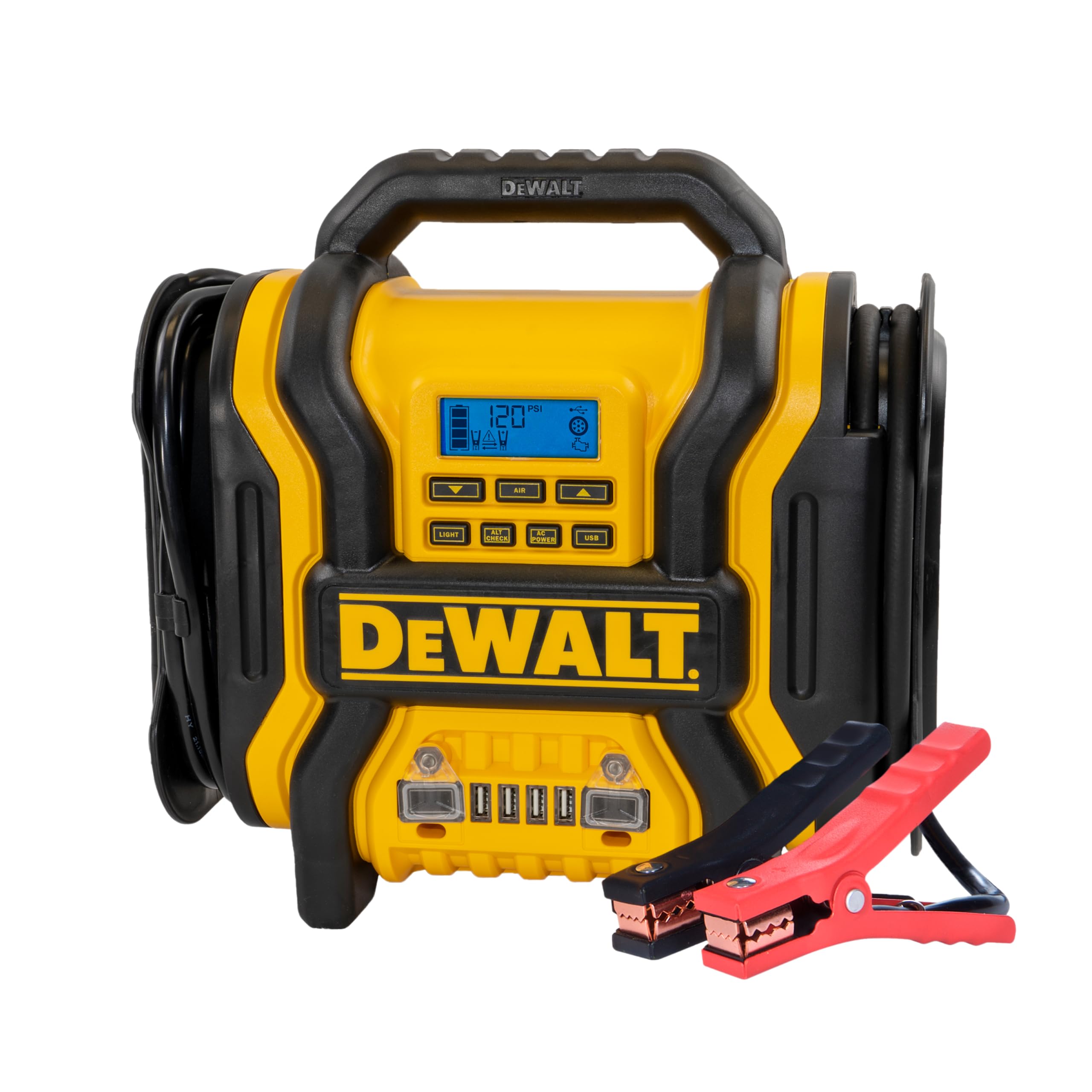 DEWALT DXAEJ14-Type2 Digital Portable Power Station Jump Starter - 1600 Peak Amps with 120 PSI Compressor