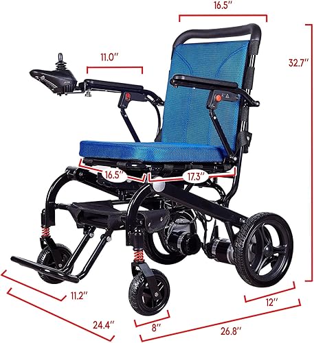 Miniatura 6 de MaritSA Silla de ruedas eléctrica plegable y ligera, inteligente, tamaño de viaje, pesa solo 40 libras, servicio desde Estados Unidos, batería