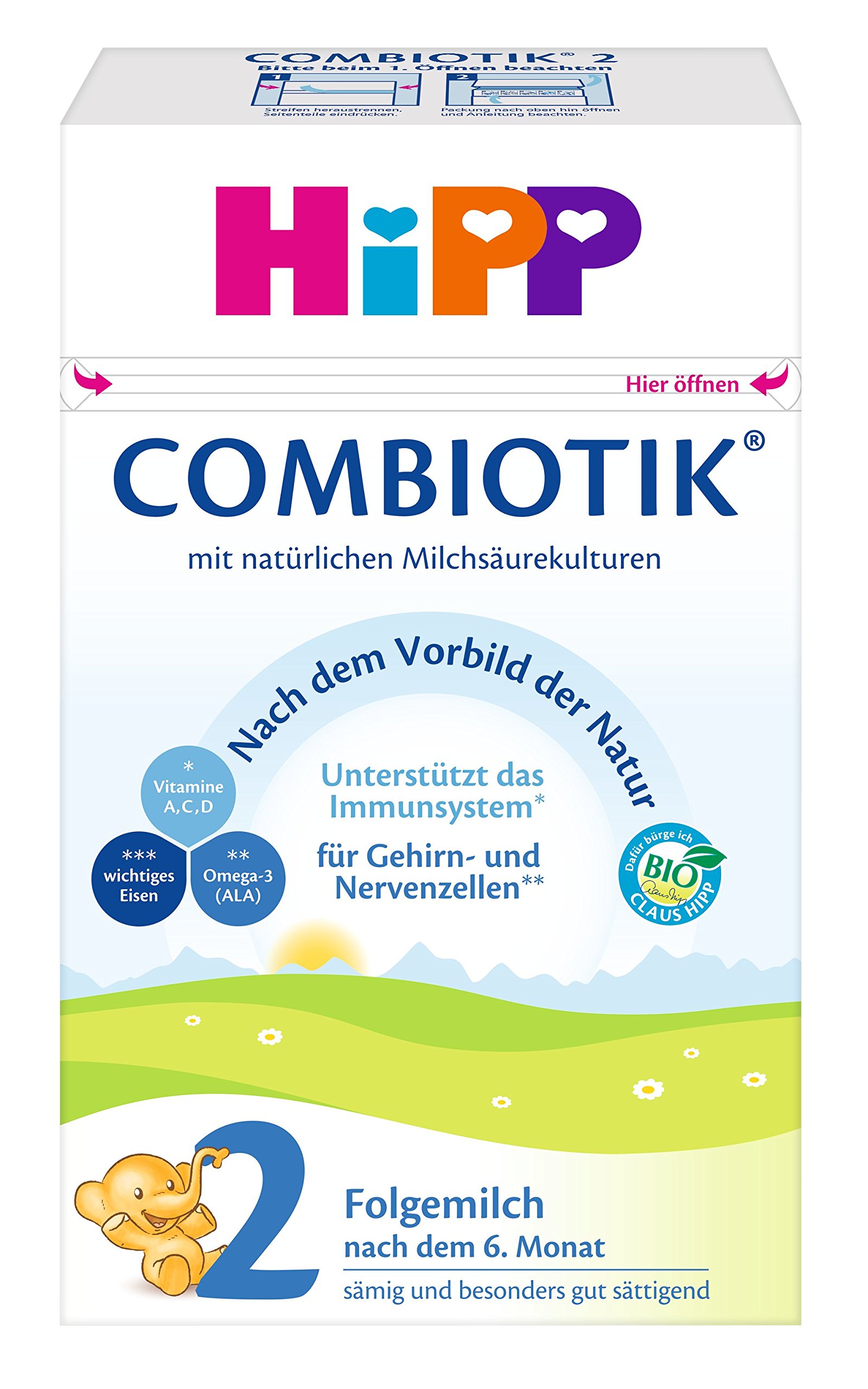HiPP Orgánica 2 Combiotik 600g, paquete de 4 (4 x 600 g)