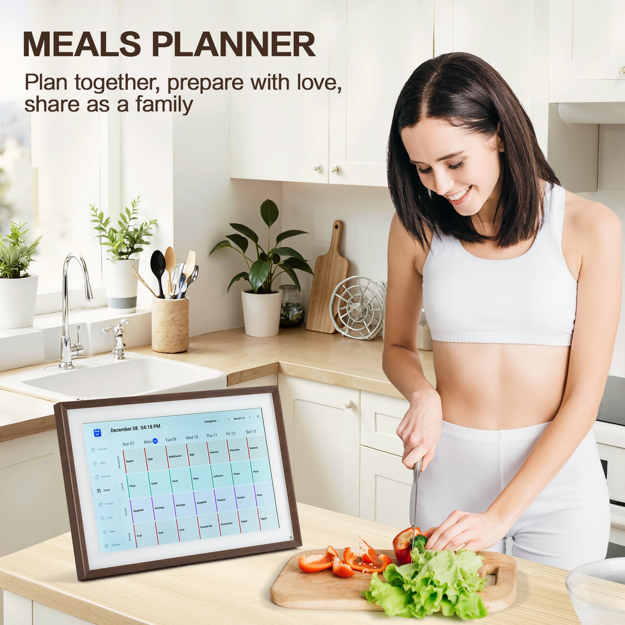 10,1 Zoll Digitaler Kalender, Smart Elektronischer Kalender mit HD-Touchscreen - Digitaler Familienplaner mit Aufgabendiagramm, Mahlzeitenplaner & Fotorahmen, Multi-Kalender-Synchronisierung