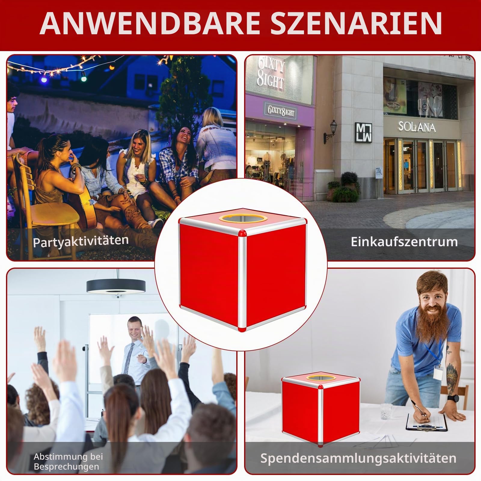 Lotterie-Box, Kasten Lotterie-Box 25cm, Lotteriebox, Tombola-Box, Spendenbox, Wahlurne Für Spenden Abstimmungen Verlosungen, Aluminiumlegierung