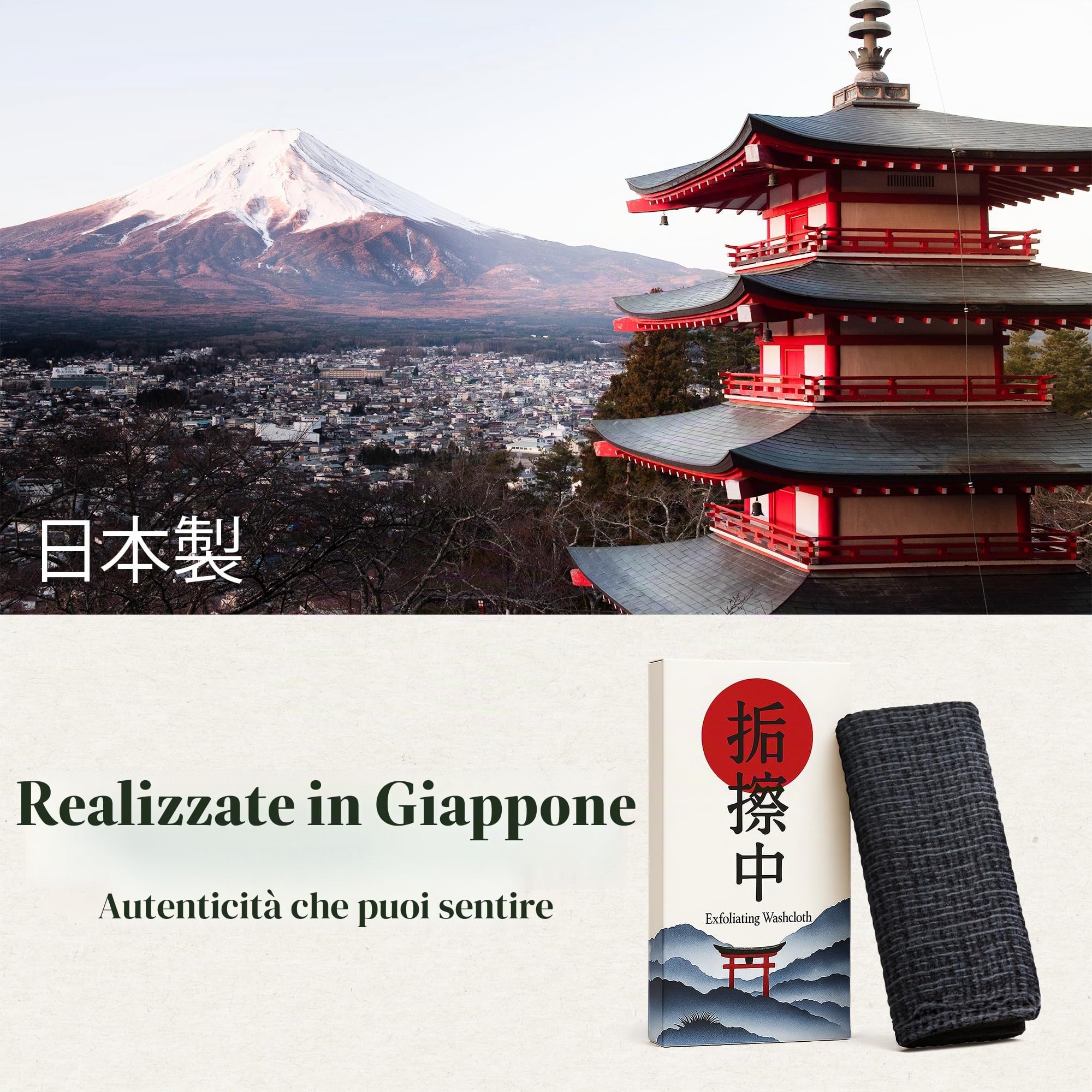 Guanto da bagno esfoliante giapponese – Realizzato in Giappone, asciugamano da doccia 100% nylon, un panno da bagno per tutti i tipi di pelle.