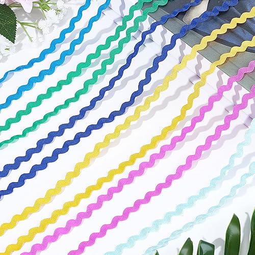 Miniatura 10 de GORGECRAFT 54 yardas 0.2 pulgadas 8 colores ondulados doblando flecos cinta curvada Rick Rack Ribbons Coser cintas de encaje colorido Zig Zag