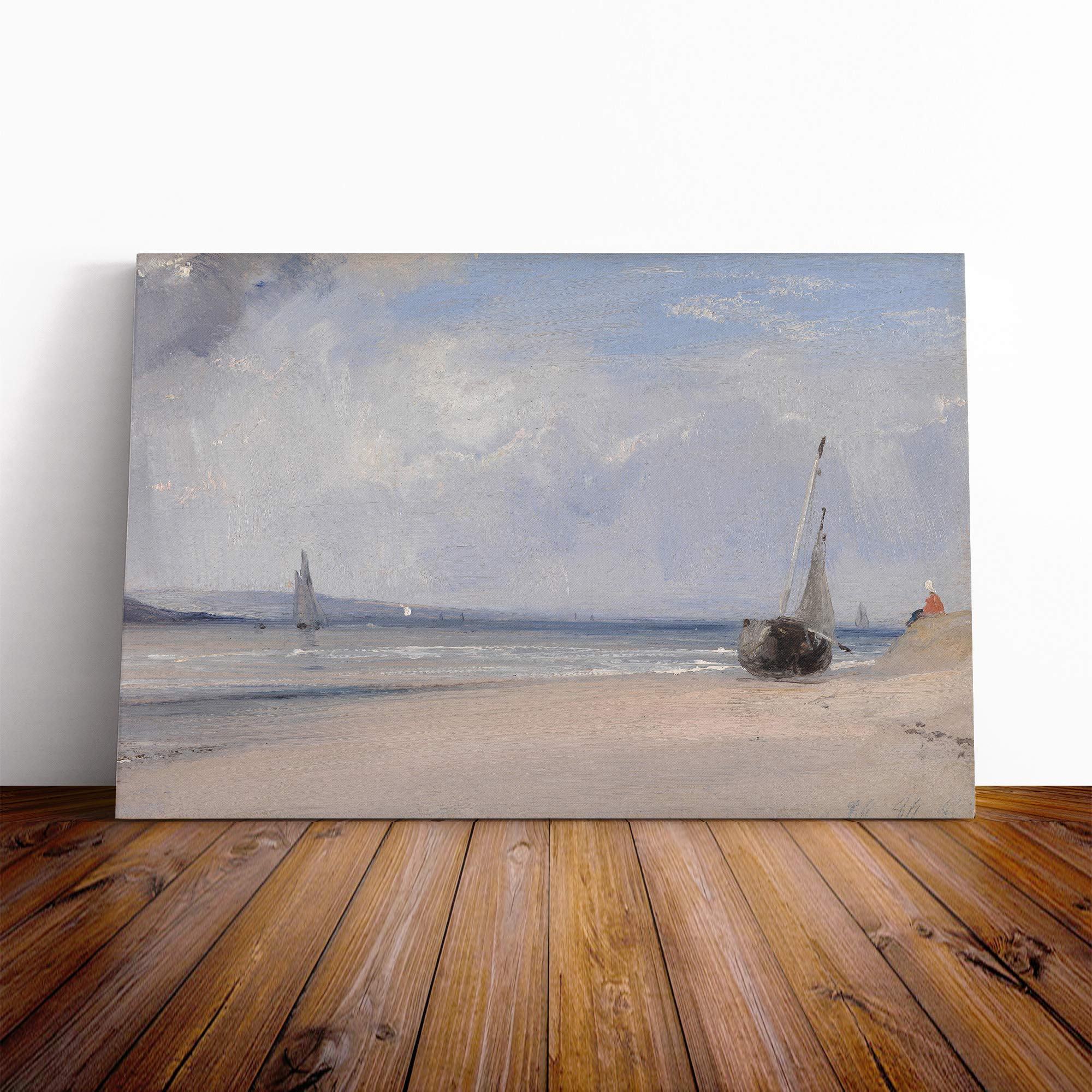 Richard Bonington The Boats Canvas Print | Gallery Wrapped 30mm Frame Wall Art | 20x14 inches | Ready to Hang | Modern Beach Picture | Living Room Bedroom Lounge Office