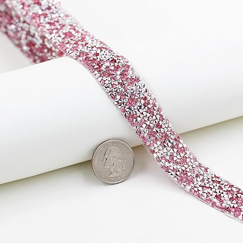 Miniatura 5 de Cintas brillantes de diamantes de imitación de 1 yarda x 1.2 in para decoración de tartas de boda, cumpleaños, manualidades (azul claro)