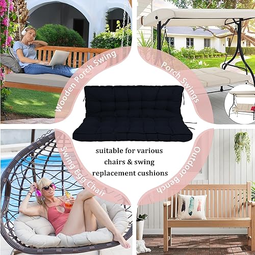 Miniatura 176 de Cojín de repuesto para columpio de 2-3 asientos, cojines de banco para exteriores con respaldo grueso de 4 pulgadas, muebles de patio, jardín, Flor