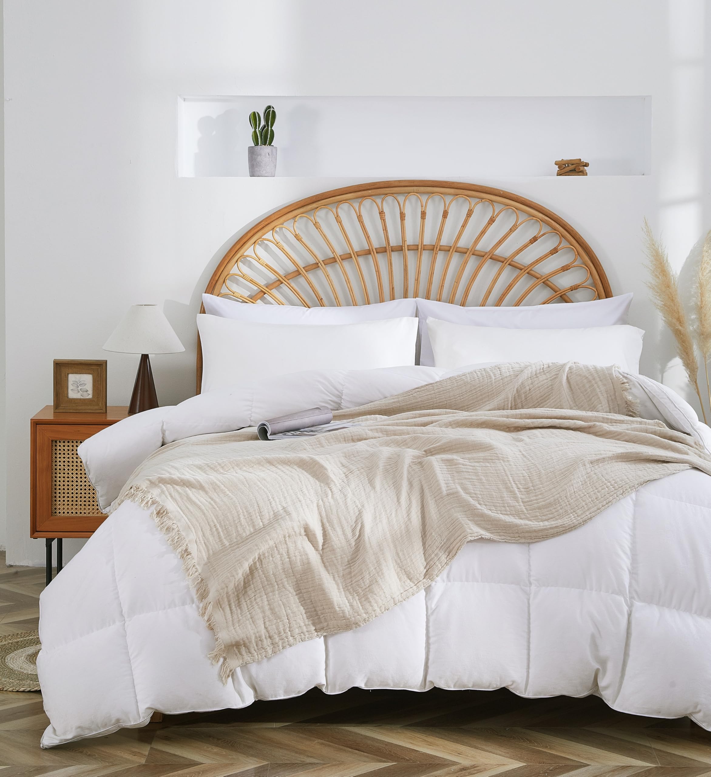 Photo 1 of AORISSI 100% Cotton Muslin Throw Blanket for Bed, Couch, Small, Decorative, Soft, Pre-Washed, Breathable and Lightweight Gauze Blanket with Tassels, Suitable for All Seasons, Beige, 50"x60"
