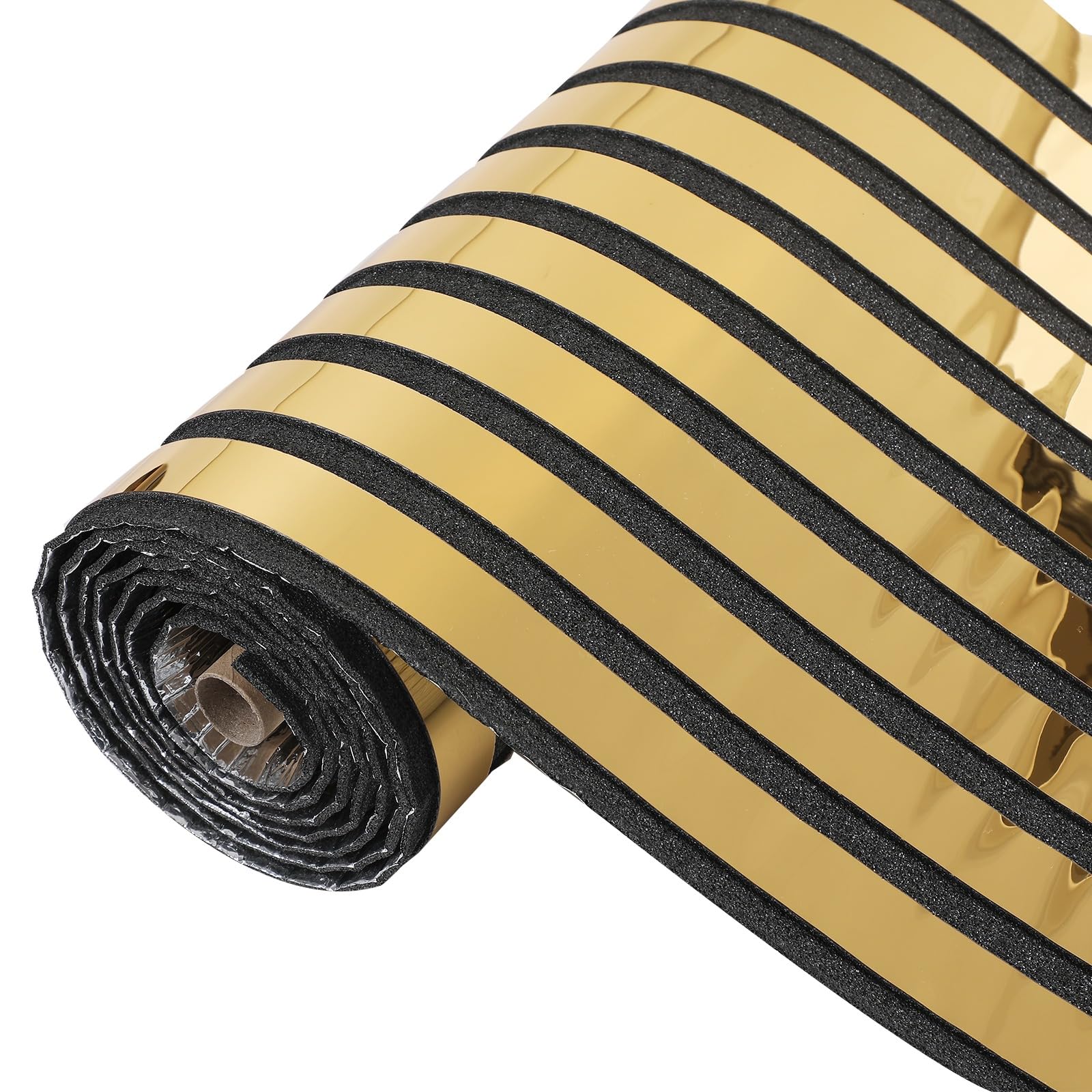 Takezuaa 6 Roll Self-Adhesive Mirror Stripe Wallpaper 6mm Thick 3D Mesh Wallpaper Peel and Stick Gold Mirror Reflective Effect PVC Vinyl Wall Paper Removable Waterproof for Living Room, Bedroom