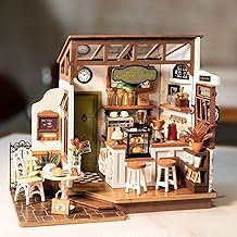 ROWOOD Miniature Dollhouse Coffee Shop, DIY Miniature Wooden House, Model Kits for DIY Crafts, Gifts for Adults Birthday Christmas (NO.17 Coffee)