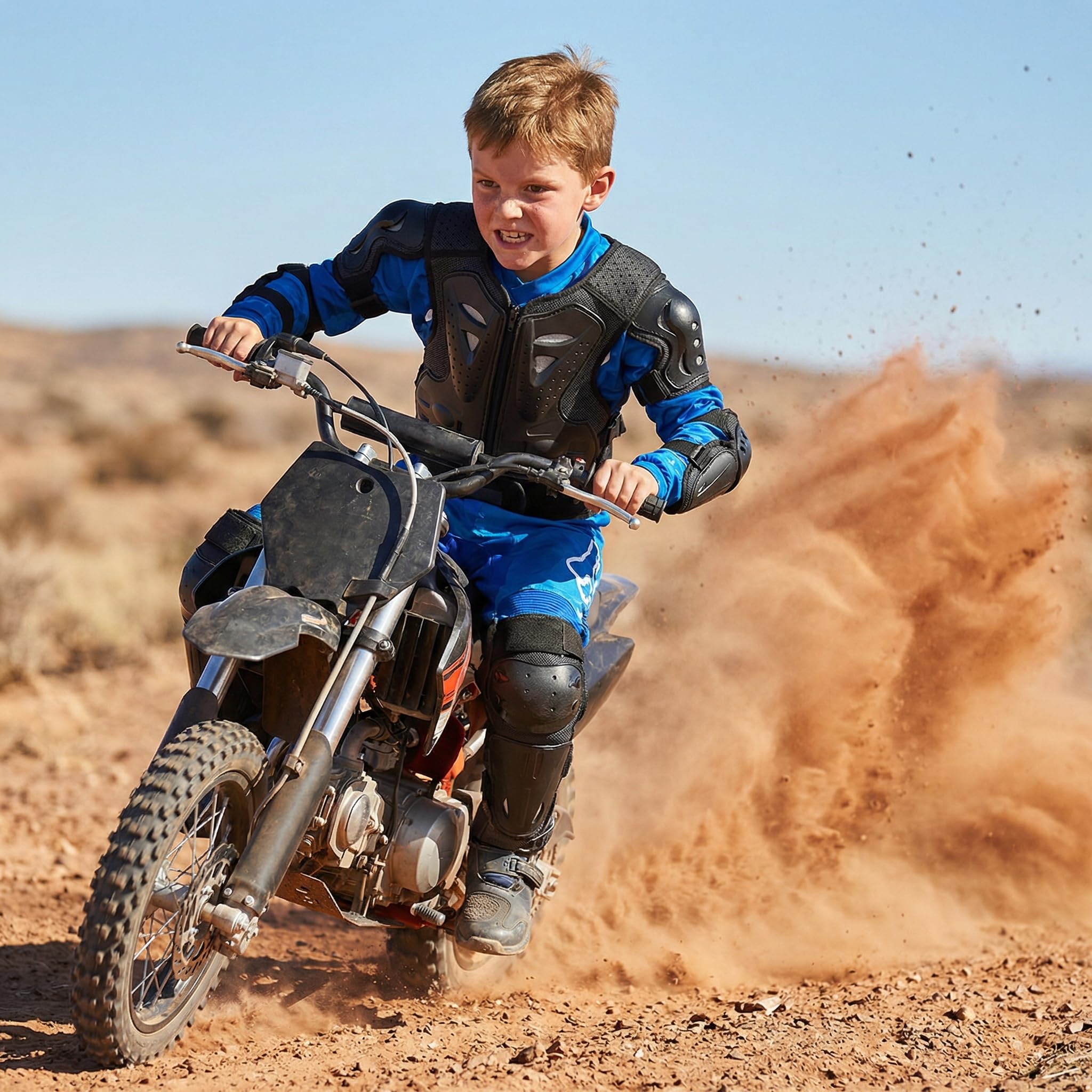 Lot de 5 protections de corps de moto pour enfants de 5 à 13 ans, gilet de protection pour motocross, genouillères, coudières, armures de moto, équipement de protection pour enfants