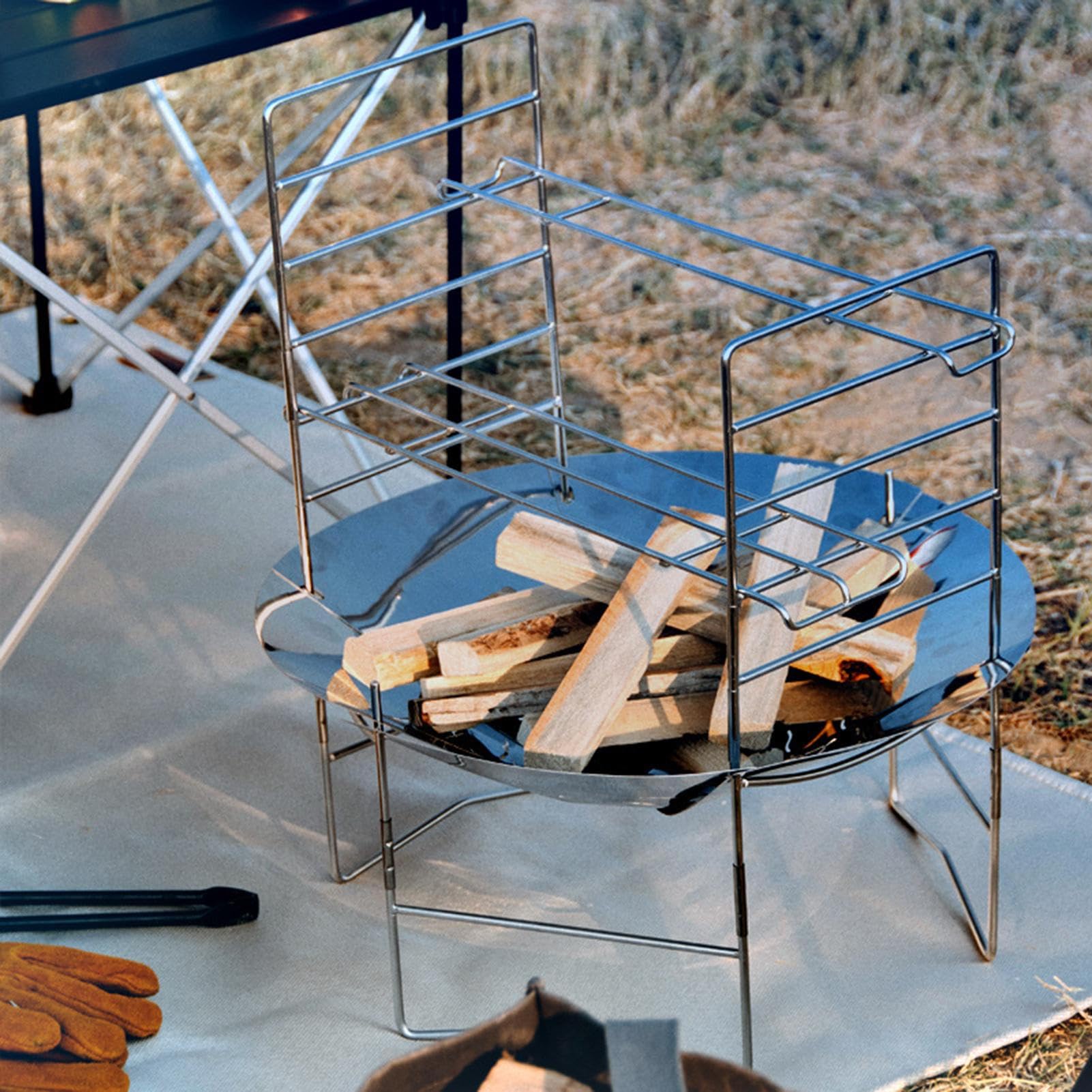 Bonfire Pit Grill – stufa pieghevole da esterno, griglia di cottura | portatile, barbecue da campeggio, pentole a legna con per legna da ardere, escursionismo, picnic, viaggi, cortile, patio