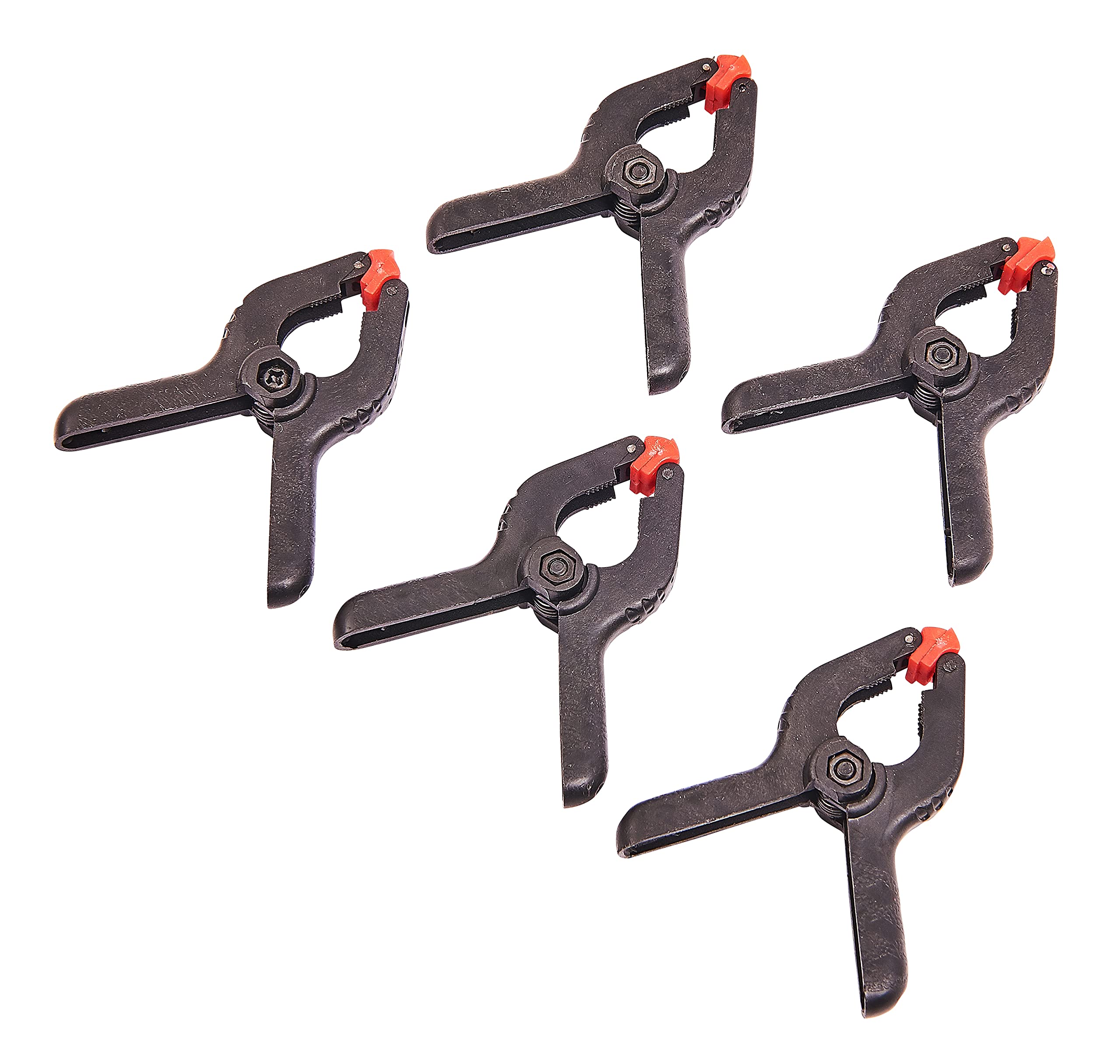 Amtech – Plastic Spring Clamps, Reinforced Body with Steel Spring, Pivot Pads for Even Pressure, Fast One-Hand Hold, 5pc, 2" (50mm)