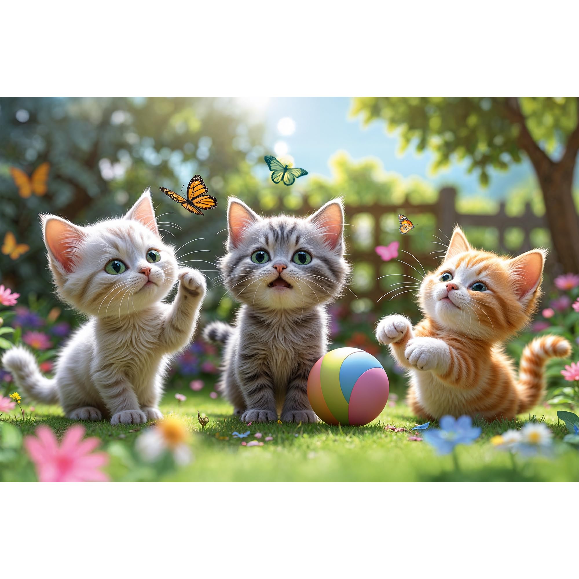 Trefl - The Treflik Family, Trzy Kociaki - Puzzle 60 Elementów - Kolorowe Puzzle z Kotkami, Rozrywka, Zabawa dla Dzieci od 4 lat