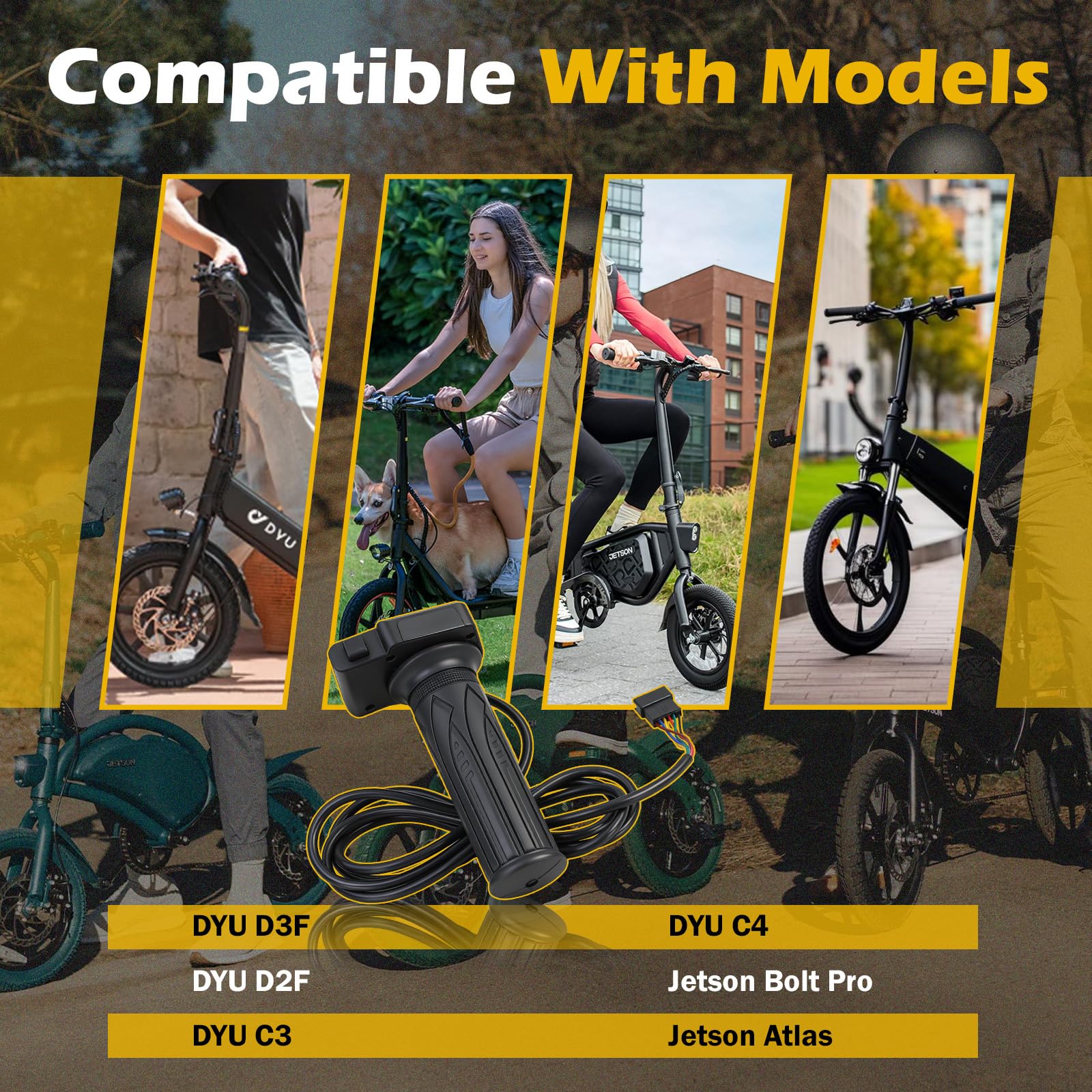 Poignée d'accélérateur 36 V pour vélo électrique Jetson Bolt Pro Atlas Ancheer Fat Tire