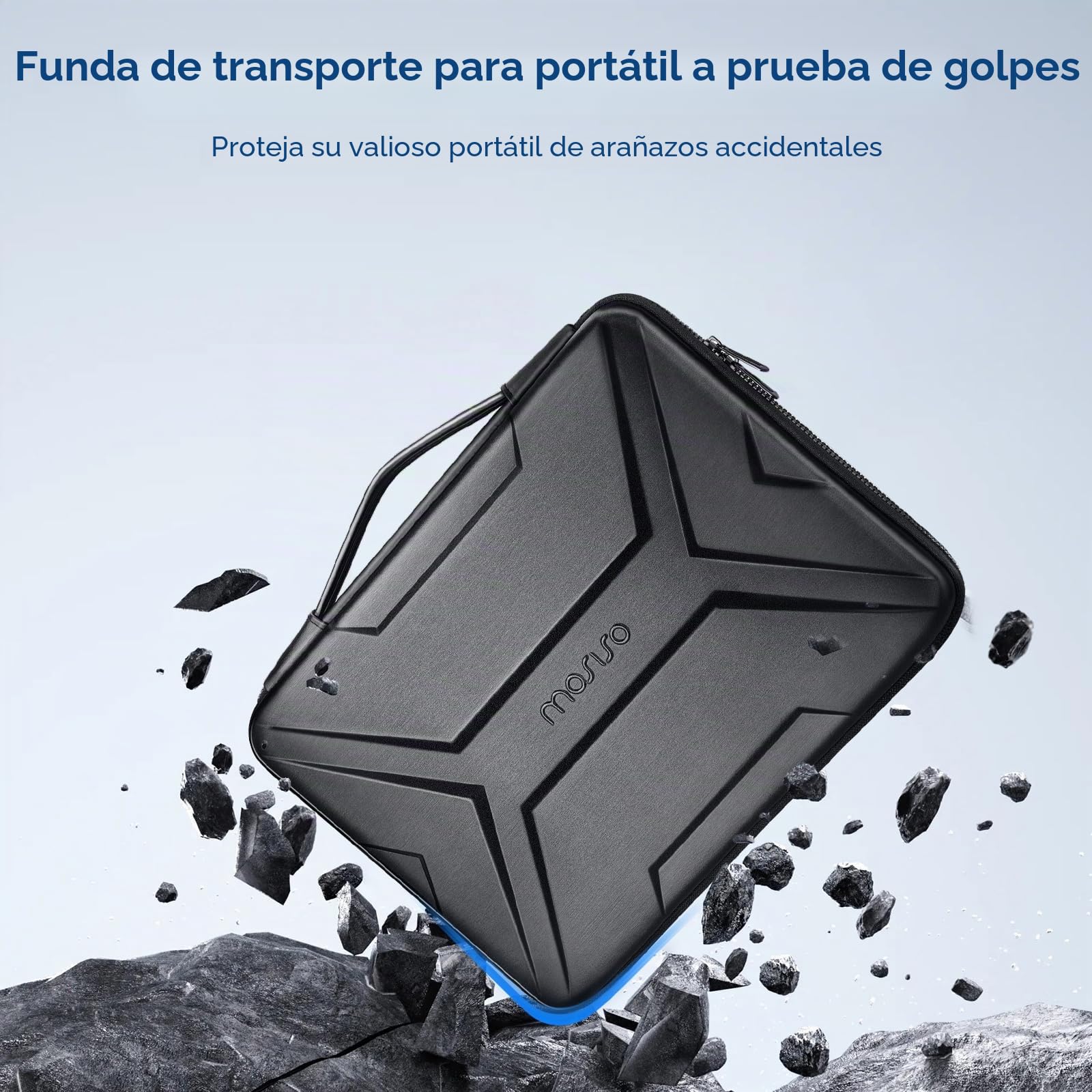MOSISO 15-15,6 Pulgadas Funda Portátil con Asa, Impermeable Antichoque Protector Trapezoide Simétrico EVA Transporte Ordenador Bolsa Compatible con MacBook Pro 16, DELL Notebook,Negro