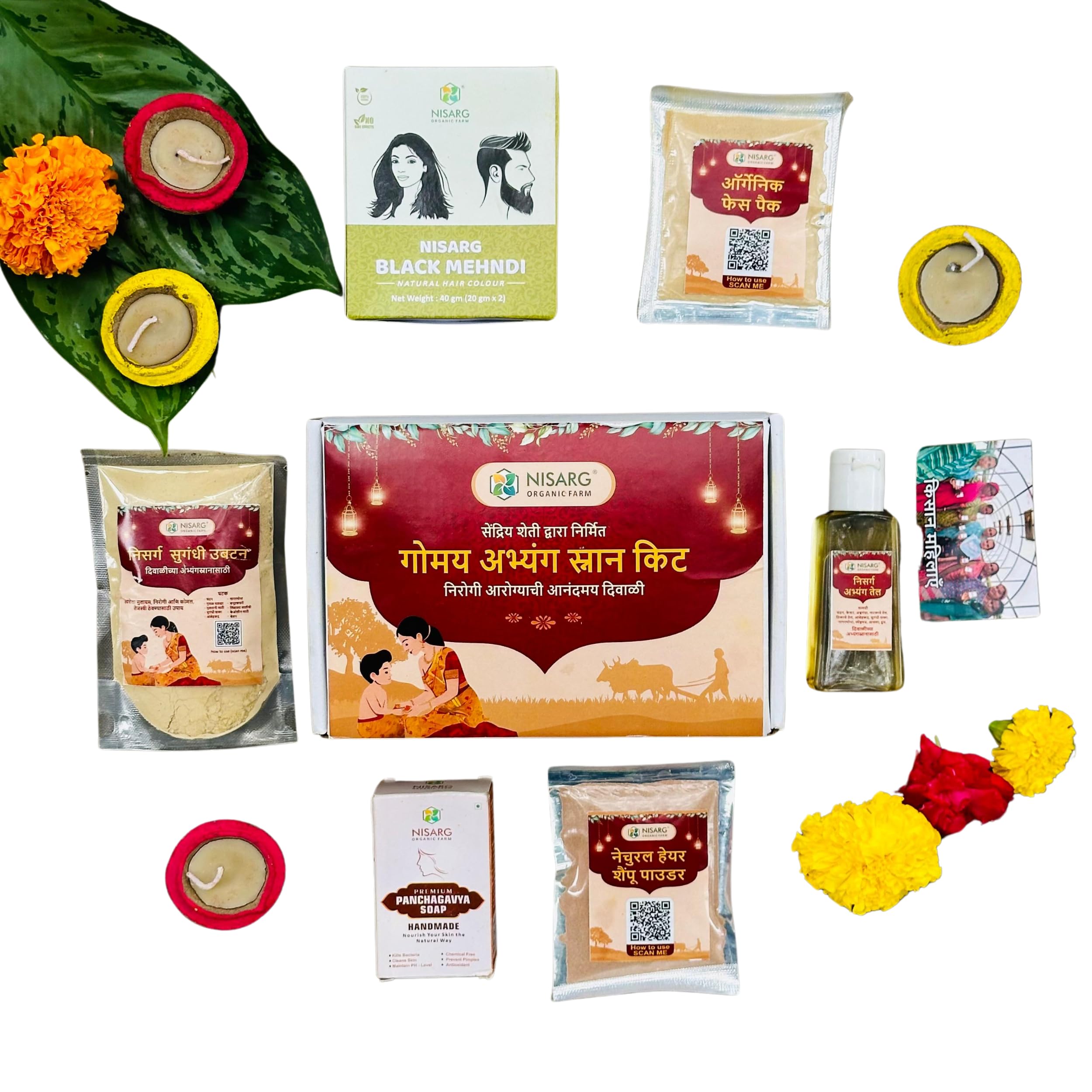 Bath Kit - Laddu Gopal Ji Herbal Abhyang Powder Kit Panchagavya Soap, Natural Shampoo, Black Mehndi, Organic Face Pack, Fragrant Ubtan, and Ayurveda Oil Herbal Skin & Hair Care Essentials-image-33