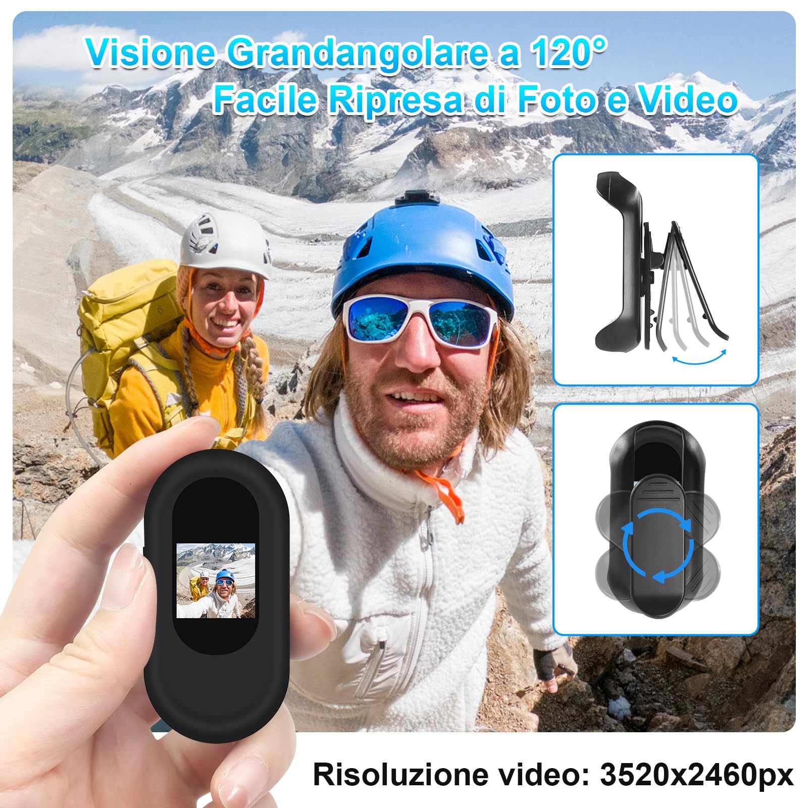 LXMIMI Mini Action Cam, Videocamera Sportiva HD 1080P - Nera | Mini Action Cam con Display, Videocamera POV Portatile per Bicicletta, Casco da Moto per la Guida, Escursionismo