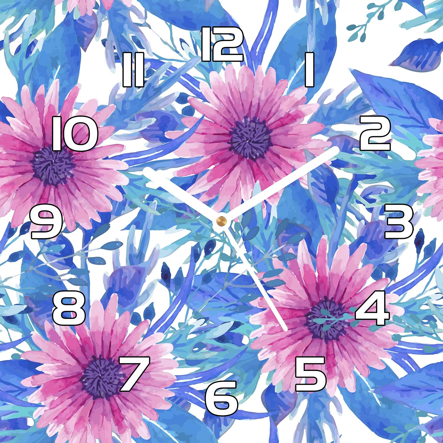 Horloge en verre murale Ridfflowers 30x30 cm pour deco cuisine et salon moderne