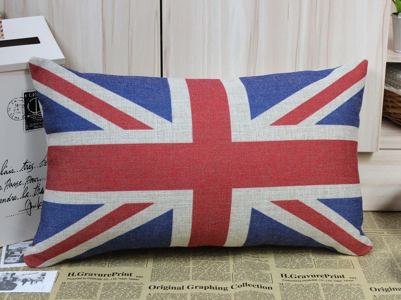 EWFSEF UK Flag Union Jack Sherlock Holmes Movie Props Pillow Cases Sofa Chair Cushion Cover (50CM*30CM)