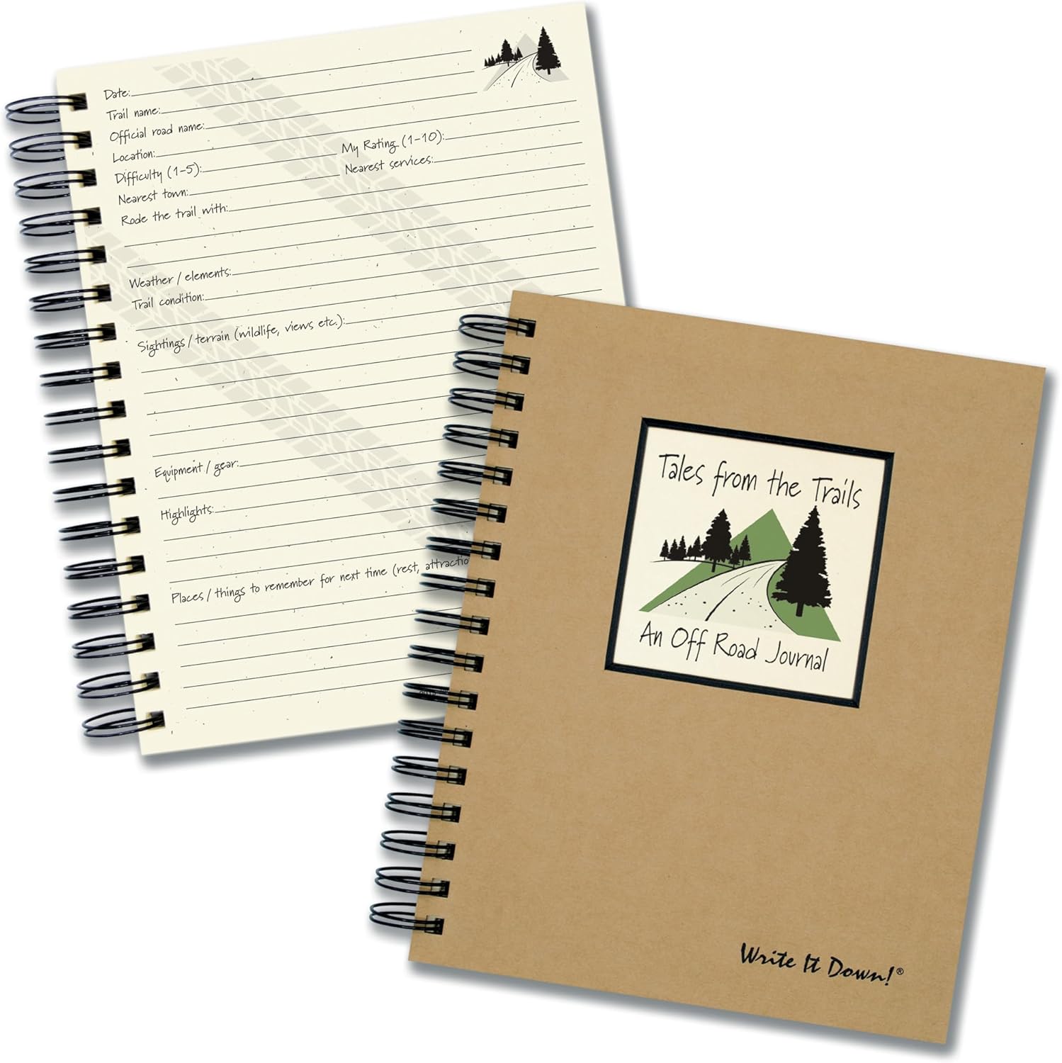 Write it Down series by Journals Unlimited, Guided Journal, Tales from the Trails, An Off Road Journal, Full-size 7.5"x 9", Kraft Hard Cover, Made in the USA