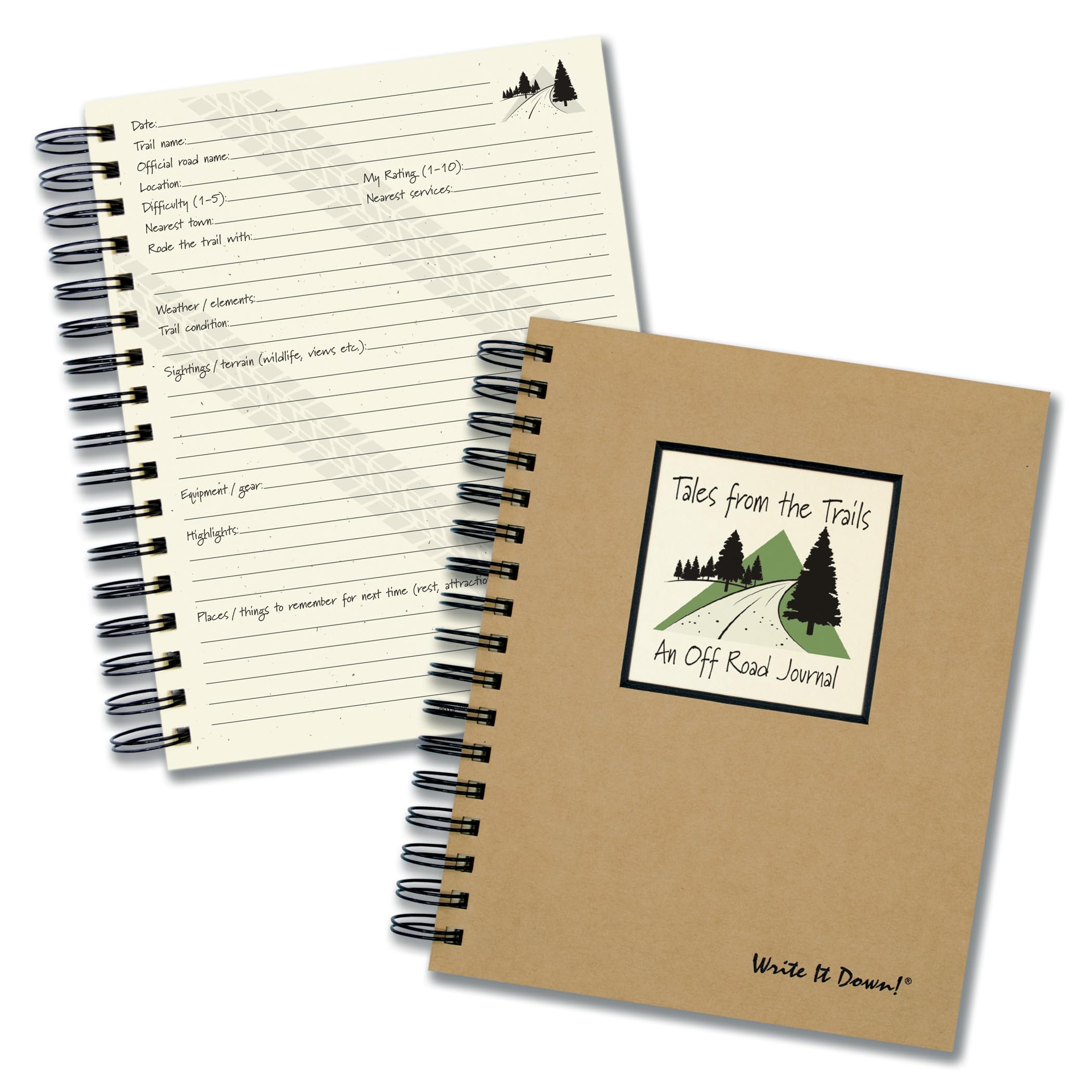 Carnet de trail guidé Write It Down grand format couverture rigide kraft de voyage - 7