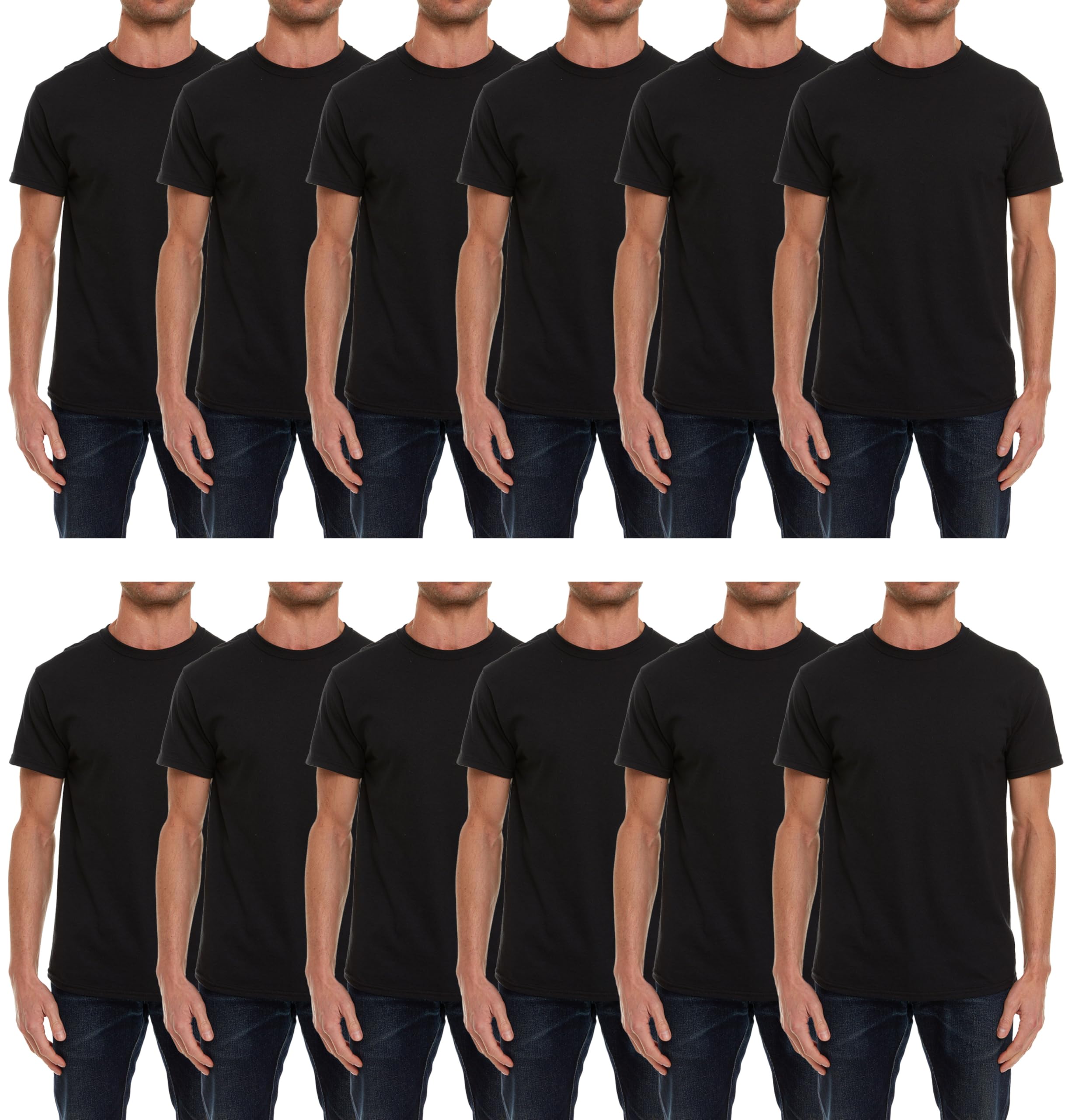 BILLIONHATS 12 Pack Plus Size Mens Cotton T-Shirts Bulk Big Tall Premium Fitted Lightweight Classic Short Sleeve Tees