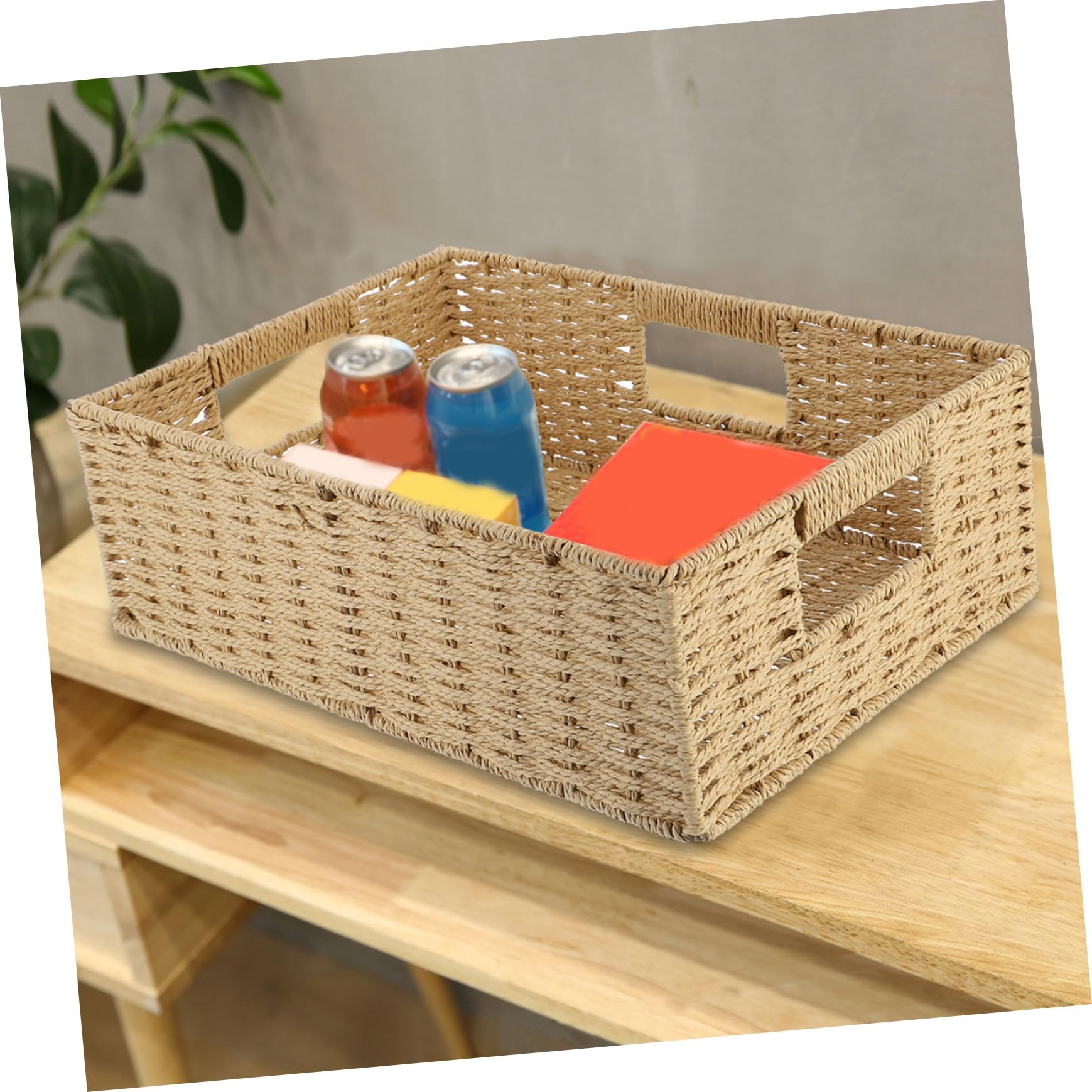 1 Stück Rattan Geflecht Aufbewahrungskorb in Beige für Kleinigkeiten | Handgefertigte Flechtoptik, als Schreibtischkorb Nutzbar, Kompakte Lösung für Haushalt und Büro
