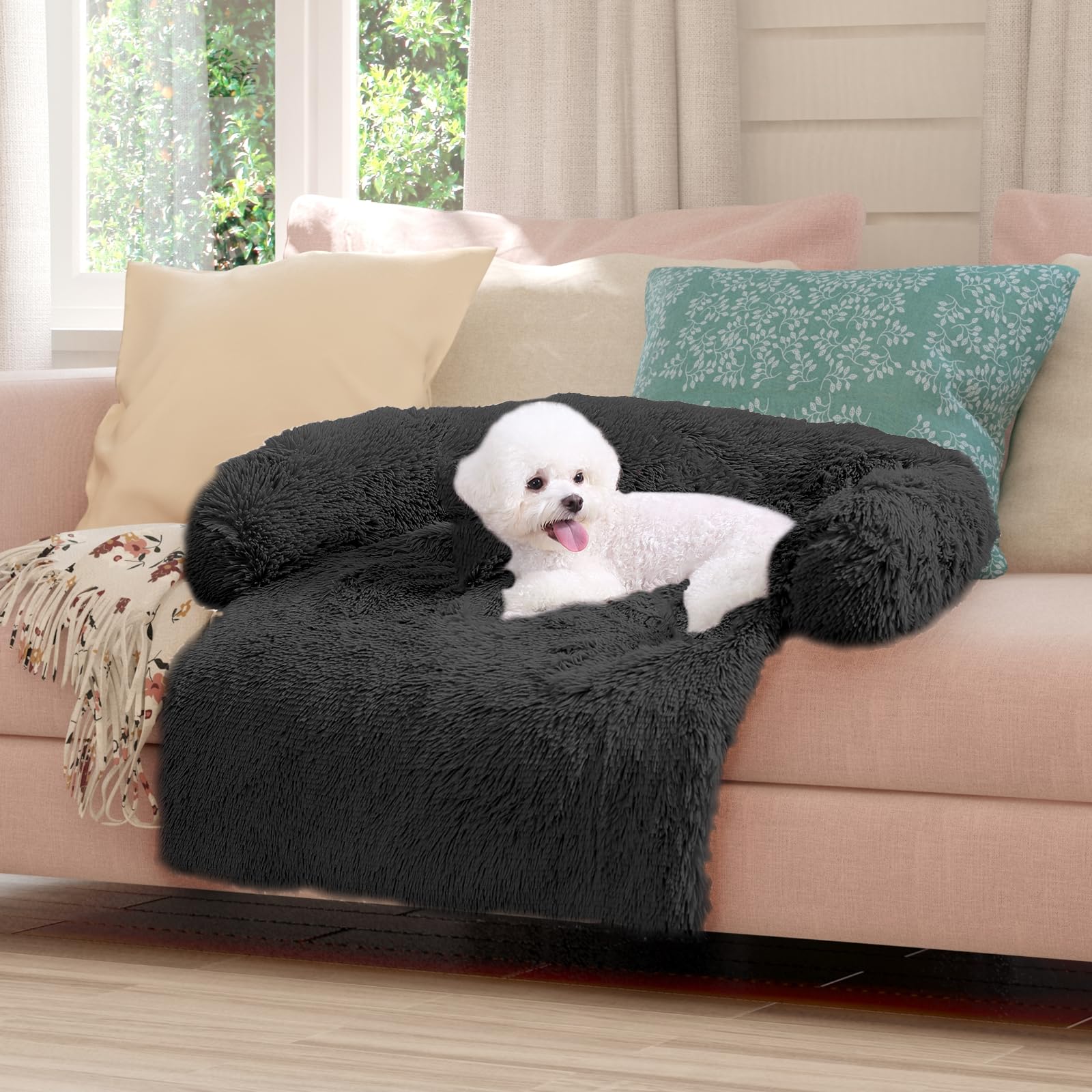 ANWA Hoes voor hondenslaapbank - pluche mat voor hondenmeubels en bankbescherming - Zachte wasbare bedmat voor honden - 101,6 x 101,6 x 15,2 cm