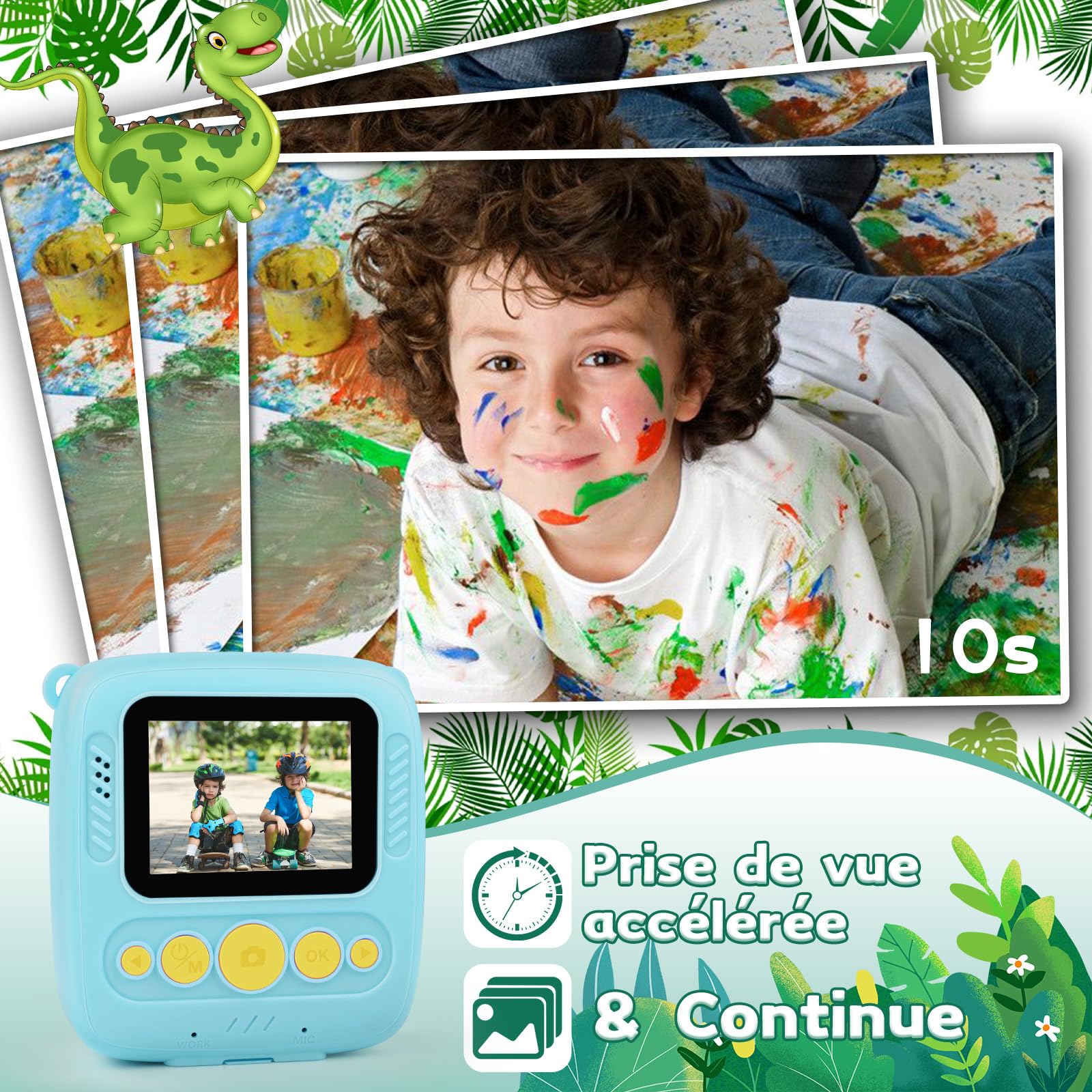 Dhapy Photo Instantané Enfant, 48 MP Appareil Photo Enfant avec Papier d'impression Et Carte TF 32 Go, 1080P Appareil Photo Enfant Instantanée, Cadeau pour Garçons Et Filles De 3 4 5 6 7 8 9 Ans Bleu