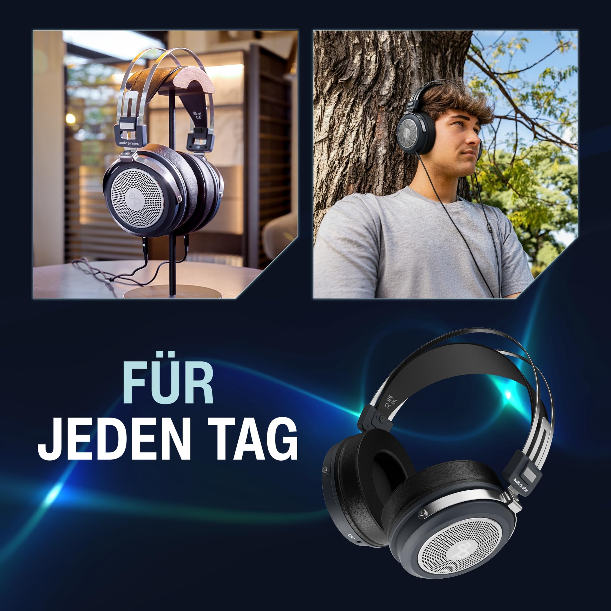 audio pirates ERIC Studio Over-Ear HiFi Kopfhörer – Studiokopfhörer mit Transprt-Case, 3m Kabel, 6,3mm Klinken-Adapter | Premium Collection