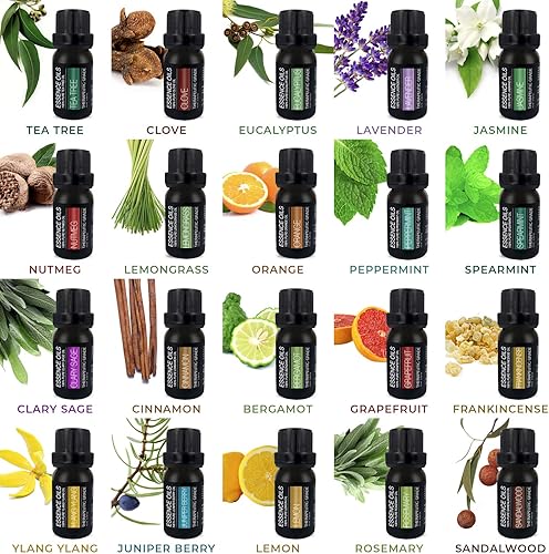 Miniatura 4 de Set de regalo de aromaterapia con difusor ultrasónico de 400 ml, 20 aceites esenciales y soporte de exhibición giratorio, difusor con 4