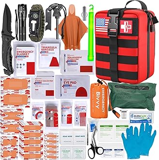 First Aid Kit,Survival Gear Outdoor Tactical Gear Set Military Grade Molle System for Camper Travel Hunting Hiking and Adventures（RED）