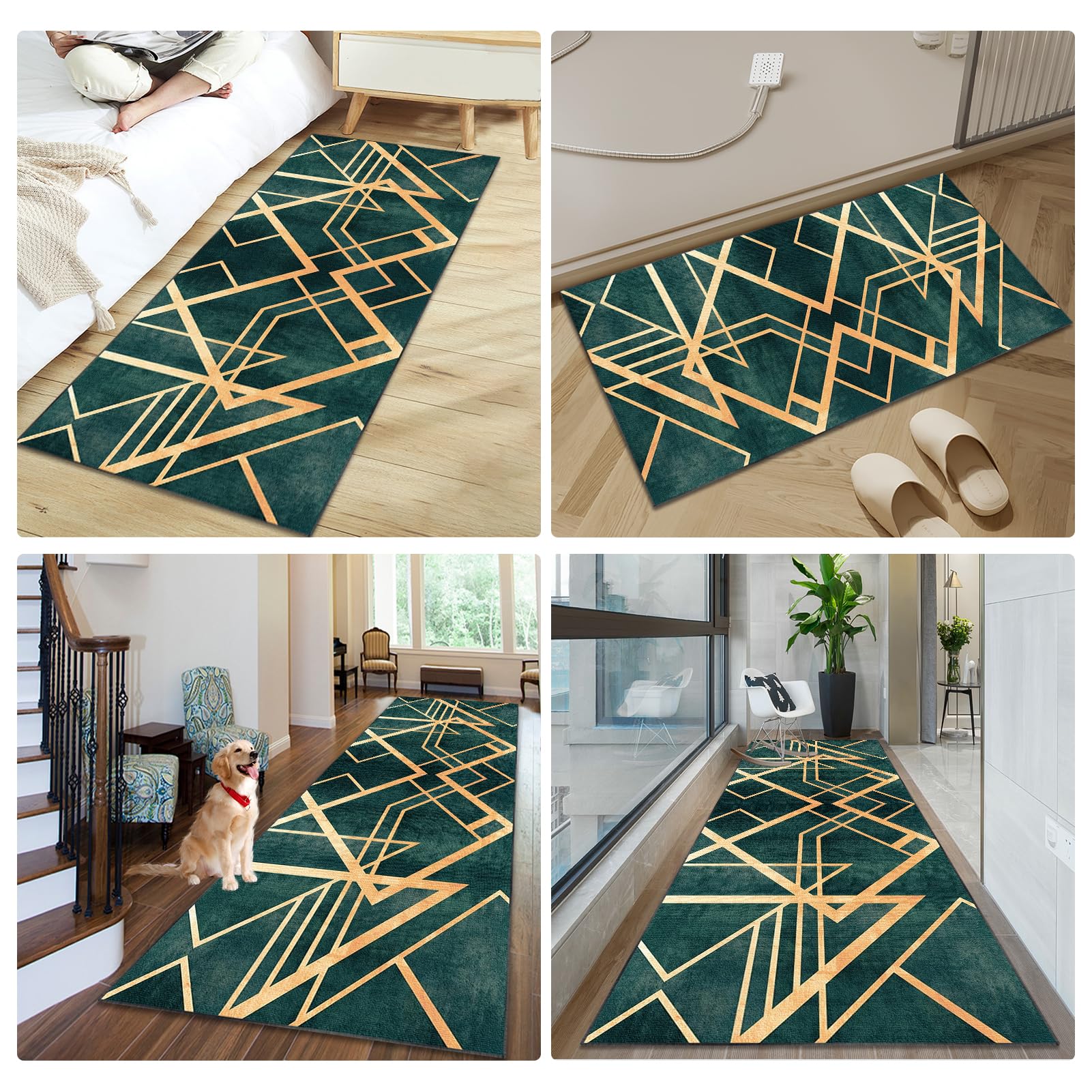 Tapis De AntidéRapant Rectangle Lavable Tapis Couloir Long Moderne Motifs Géométriques Moderne Design Tapis Cuisine avec Fond AntidéRapant Tapis d Salon Entree Interieur 90 x 150 cm